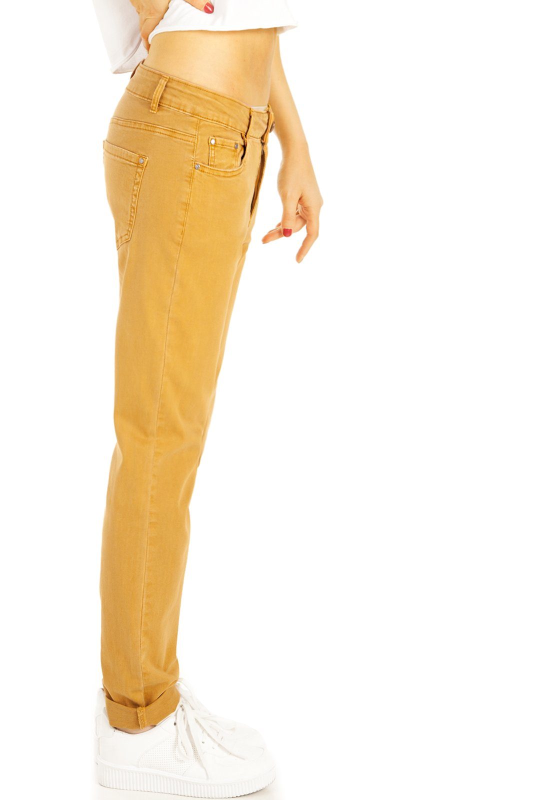 be styled geschnittene j8m 5-pocket, - mit Gerade Damen Hüftjeans Stretch-Anteil Boyfriend-Jeans - Damenhosen relaxed
