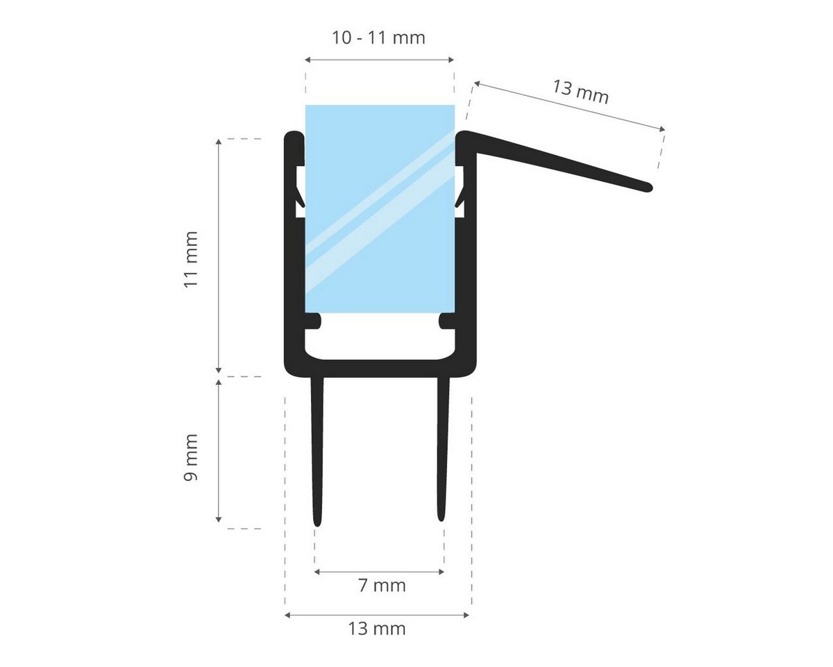 Thumbnail - STEIGNER Duschdichtung 30cm Gerade PVC Ersatzdichtung für Dusche, L: 30 cm, (1 Stück Packung, Einzeldichtung), Glasstärk...