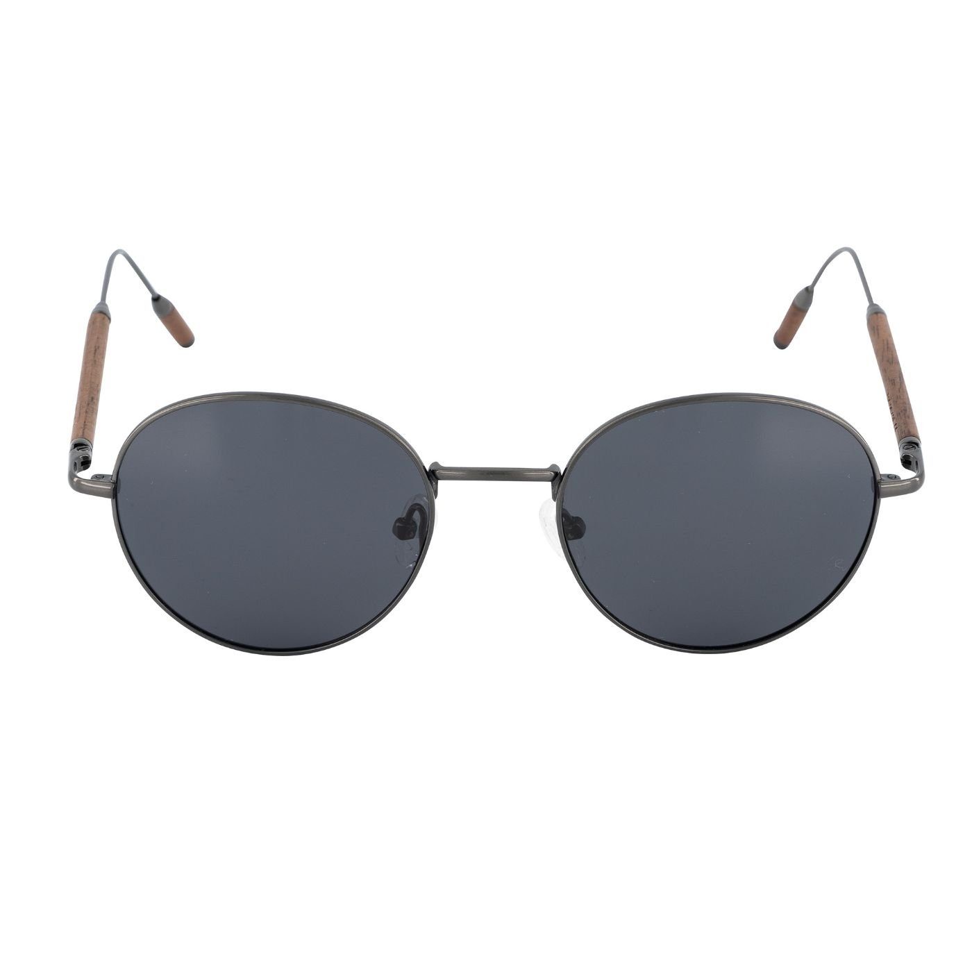 Holzelementen Titanbügel mit und Premium Titan (Set, mit Sonnenbrille Holz-Sonnenbrille faltbarem Etui) Walnuss Woodenlove Brillenputztuch