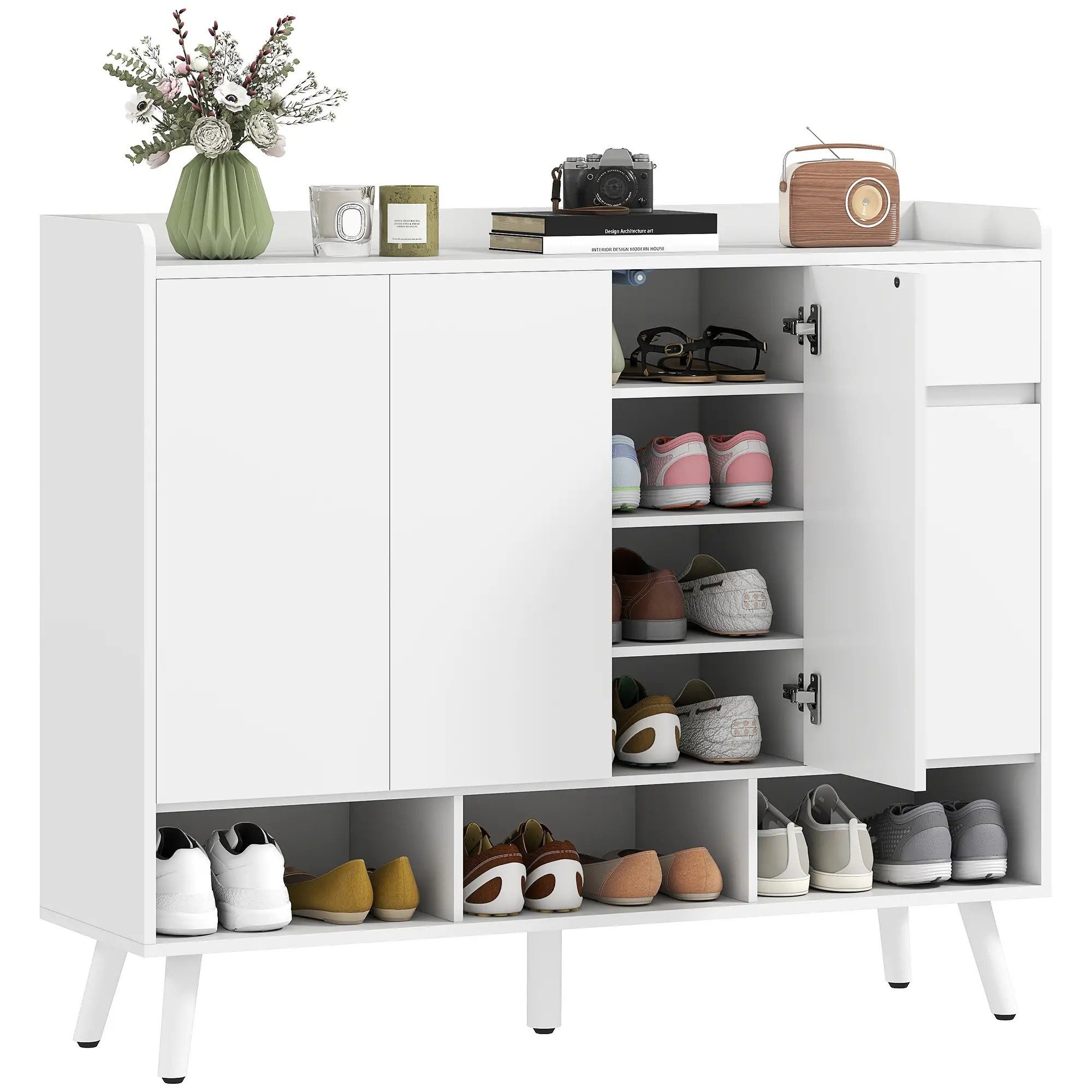 BlingBin Schuhschrank Schuhregal Schuhkommode mit 4 Verstellbaren Ablagen u günstig online kaufen