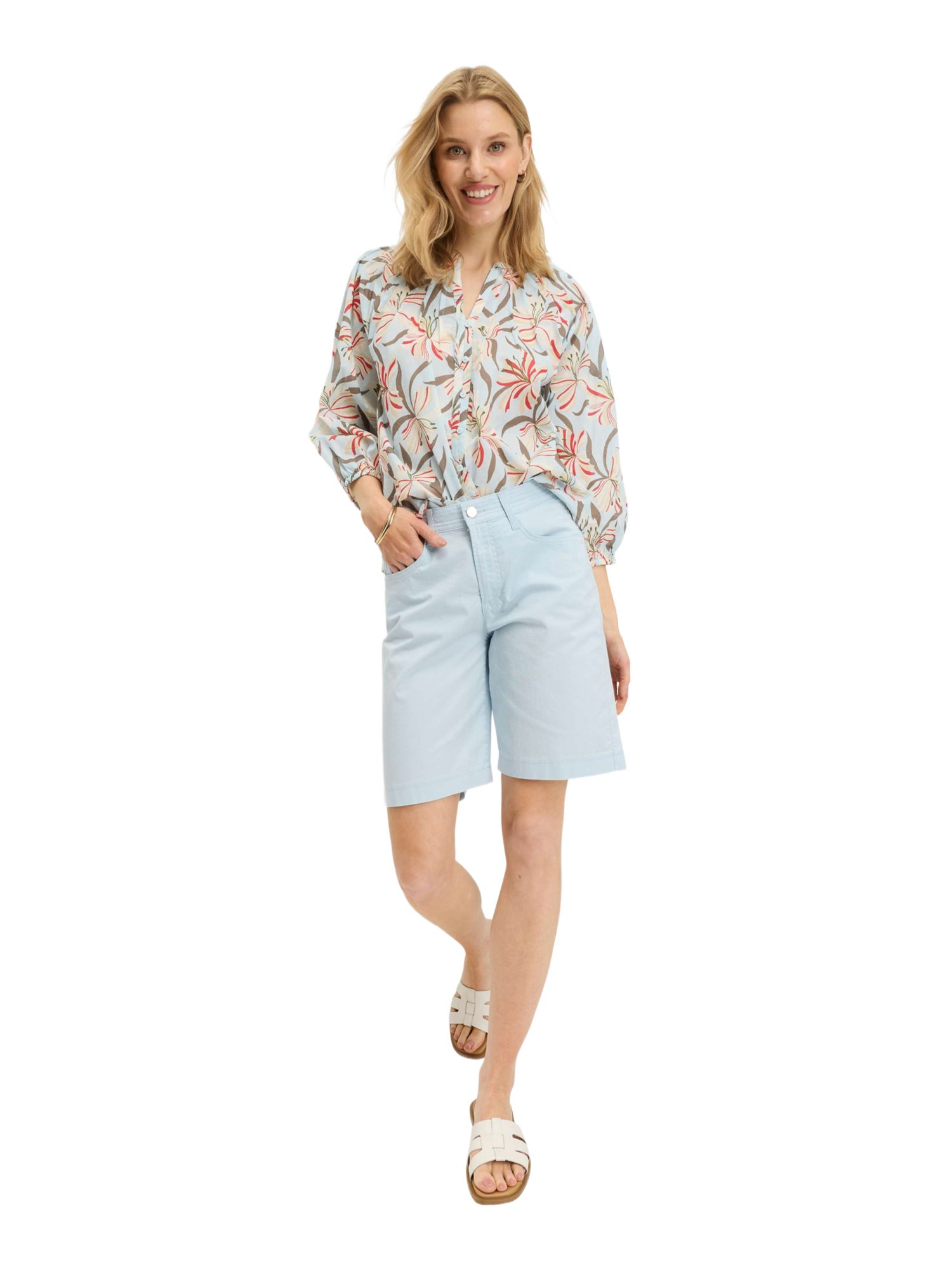 Brax Hemdbluse bunt,Casual,Baumwolle,Allover-Print,Rundhals,3/4 Arm,Casual Fit