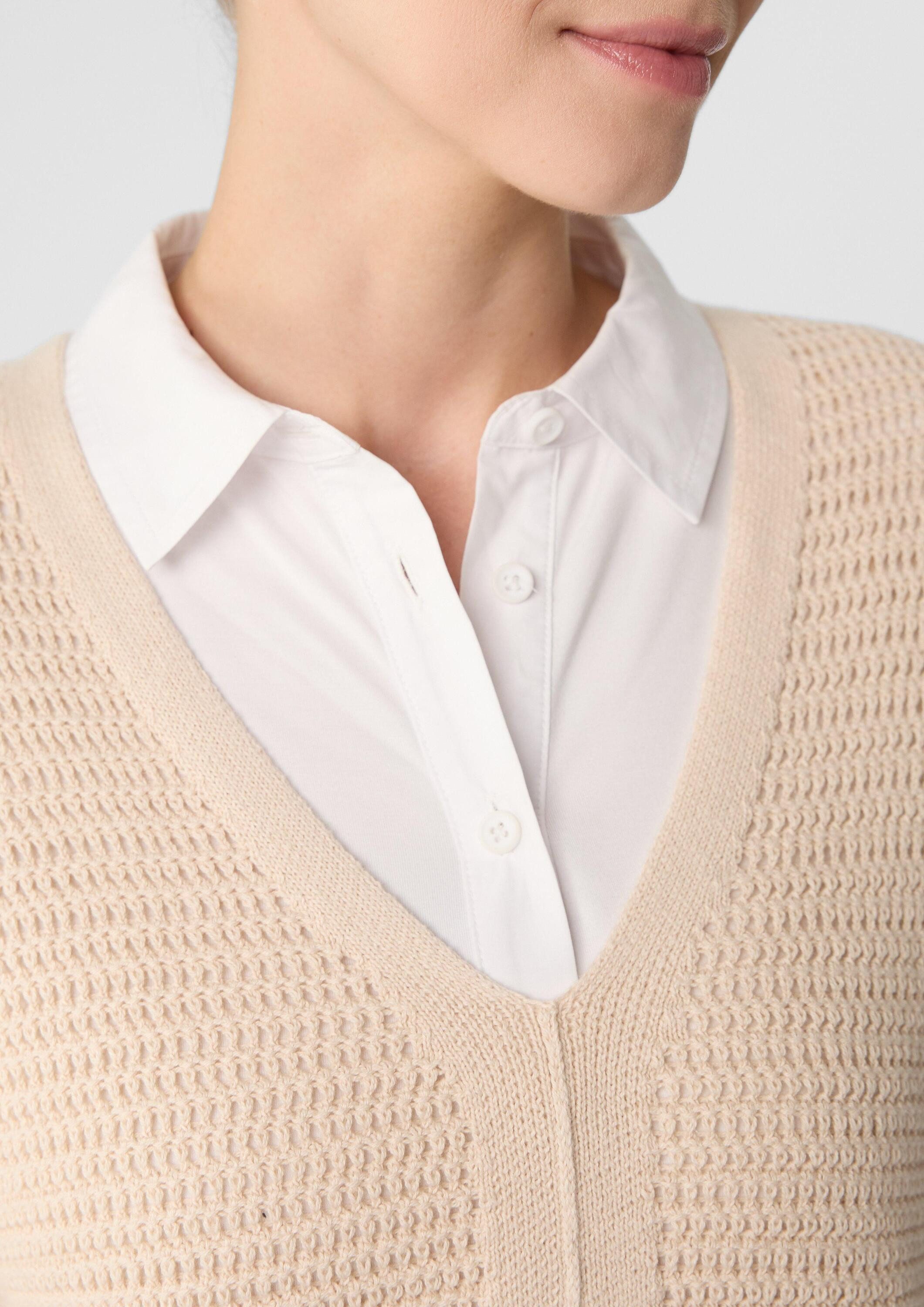 comma Longpullover Strickpullover Strickpullover in Cardigan-Optik