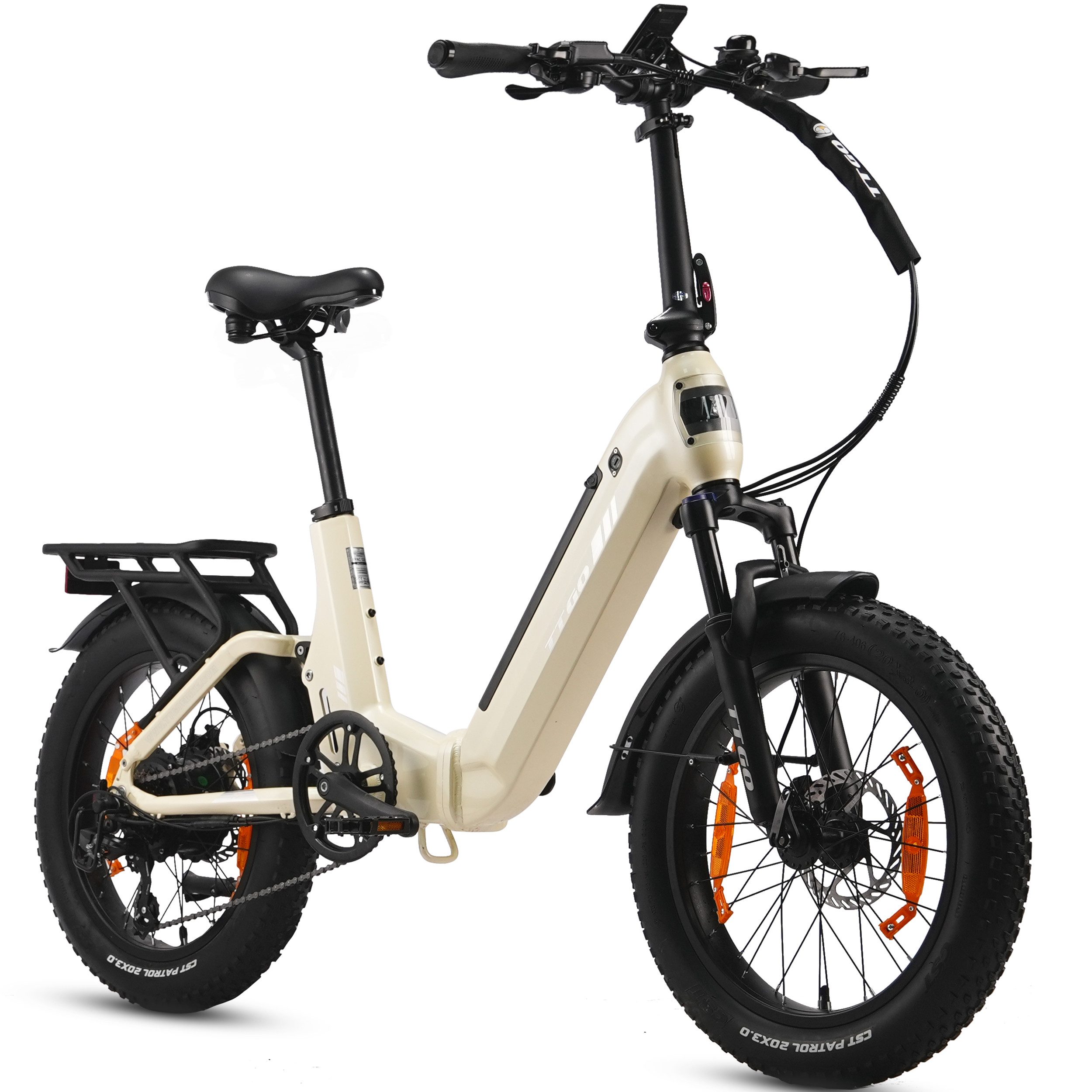 TTGO E-Bike Klapprad 20 Zoll, Fully, Vollfederung, 70Nm Hinterradmotor, 120km, max.150kg, 7 Gang SHIMANO, Kettenschaltung, Heckmotor, 720 Wh, (Softtail, hydr. Scheibenbremse, mit Bremslicht), F7, Drehmomentsensor, Lockout-Federgabel, Elektrofahrrad, Damen Herren