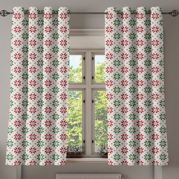 Gardine Dekorative 2-Panel-Fenstervorhänge für Schlafzimmer Wohnzimmer, Abakuhaus, Weihnachten Norwegian Rose