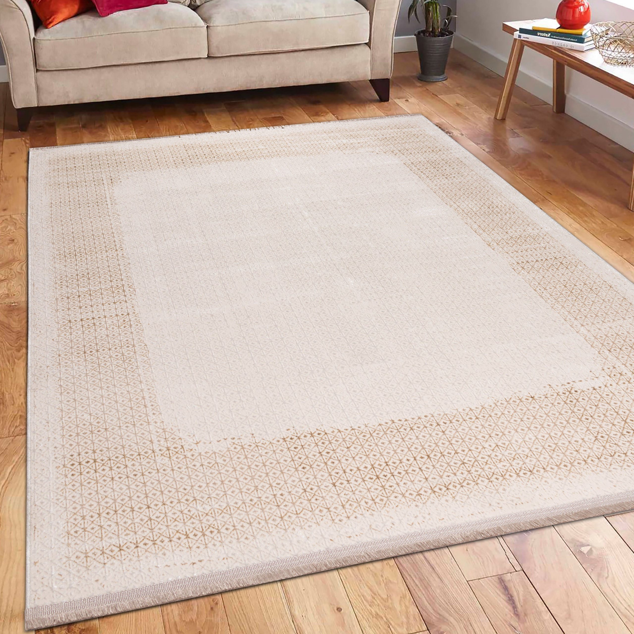 TeppichHome24 Teppich Glänzender eleganter Teppich in beige, rechteckig, Hö günstig online kaufen