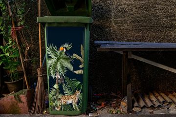 MuchoWow Wandsticker Dschungel - Pflanzen - Tiere - Kinder - Flamingo - Zebra (1 St), Mülleimer-aufkleber, Mülltonne, Sticker, Container, Abfalbehälter