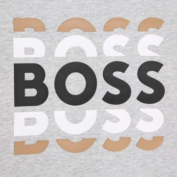 BOSS Print-Shirt BOSS Kids Kurzarm T-shirt grau mit Logo Print