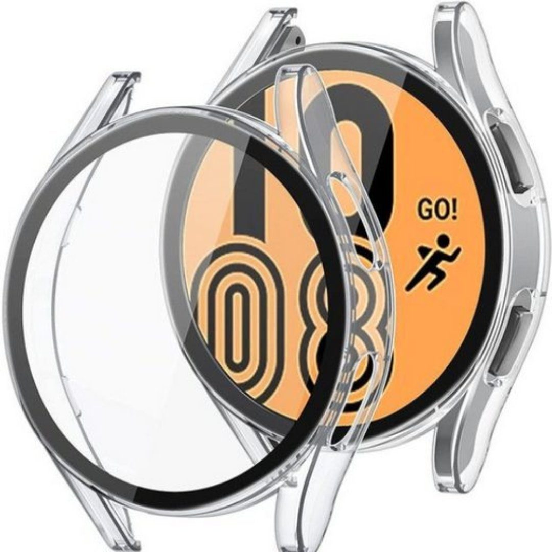 SmartUP Smartwatch-Hülle 2X Hülle für Samsung Galaxy Watch 4 40mm / 44mm Schutzglas Case Tasche, kompletter Rundumschutz