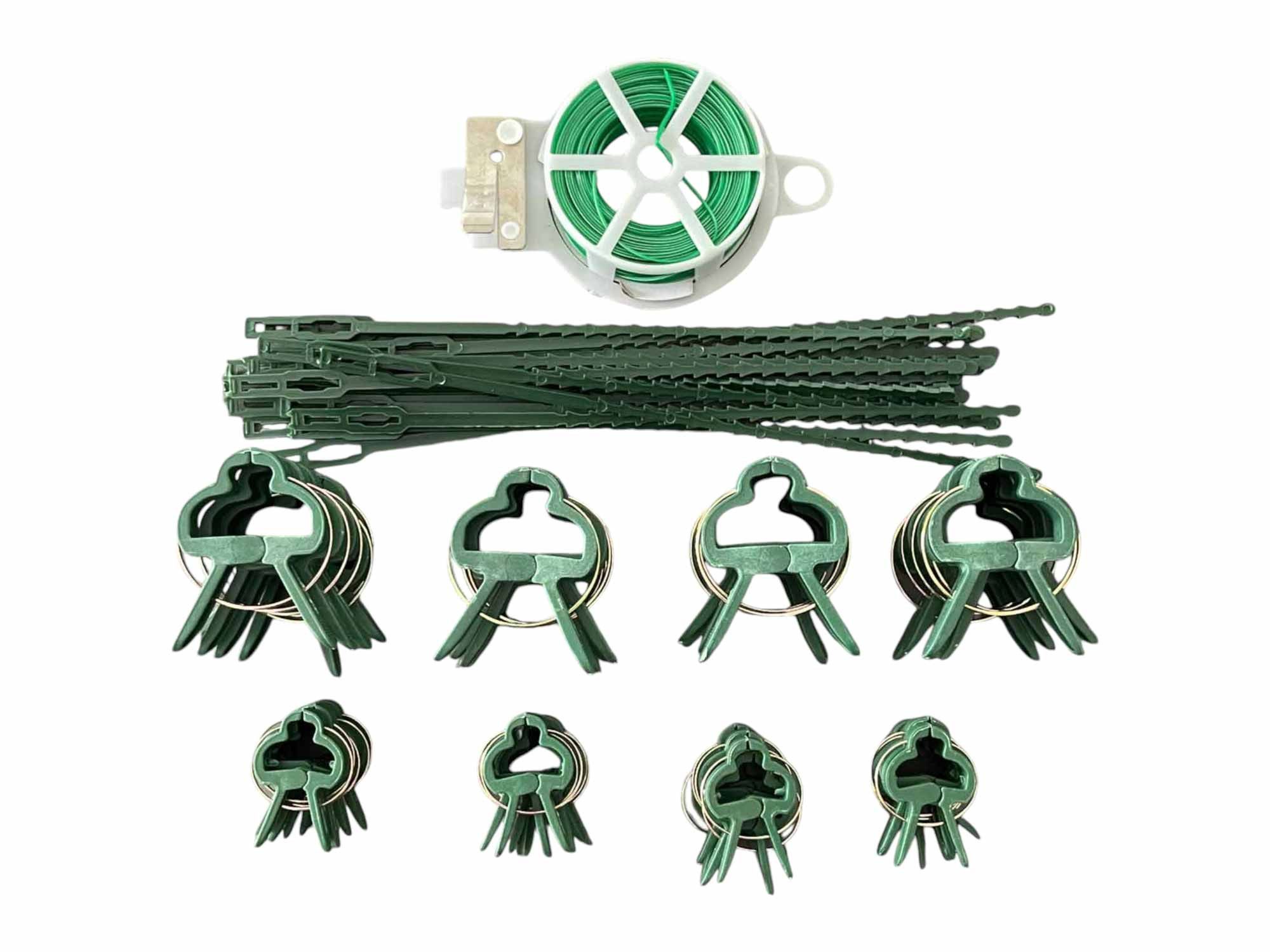 Harms Import Rankhilfe Set, 61 St., Pflanzenclips 40 Stück 20 Binder Drahtrolle