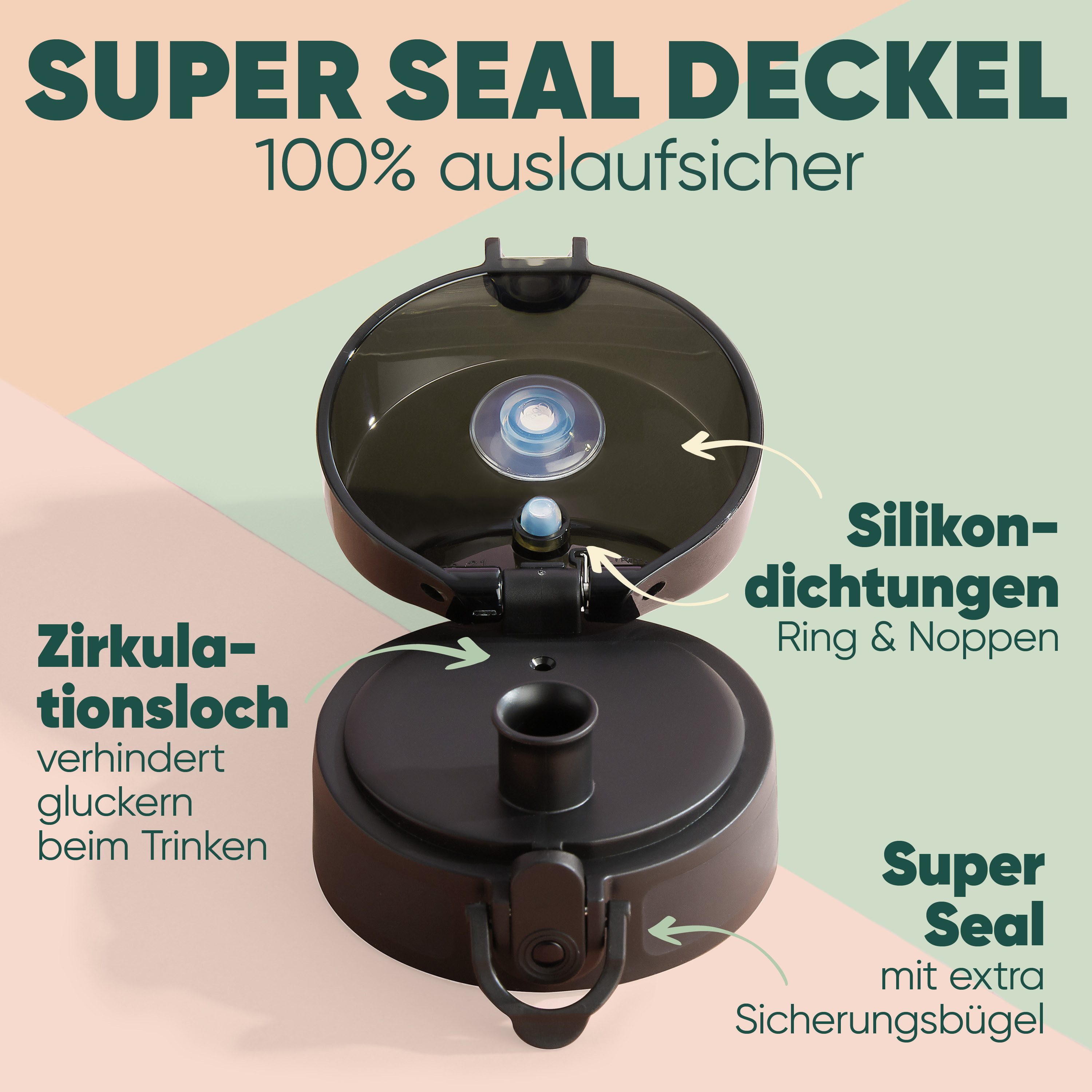 Blumtal Trinkflasche auslaufsichere Trinkflasche Sport + 1-Klick-Verschluss, BPA-freie Wasserflasche mit Sieb - spülmaschinenfest