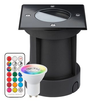 LEDANDO LED Einbaustrahler RGB LED Bodeneinbaustrahler Set - Schwarz - Mit Fernbedienung - 12 Far