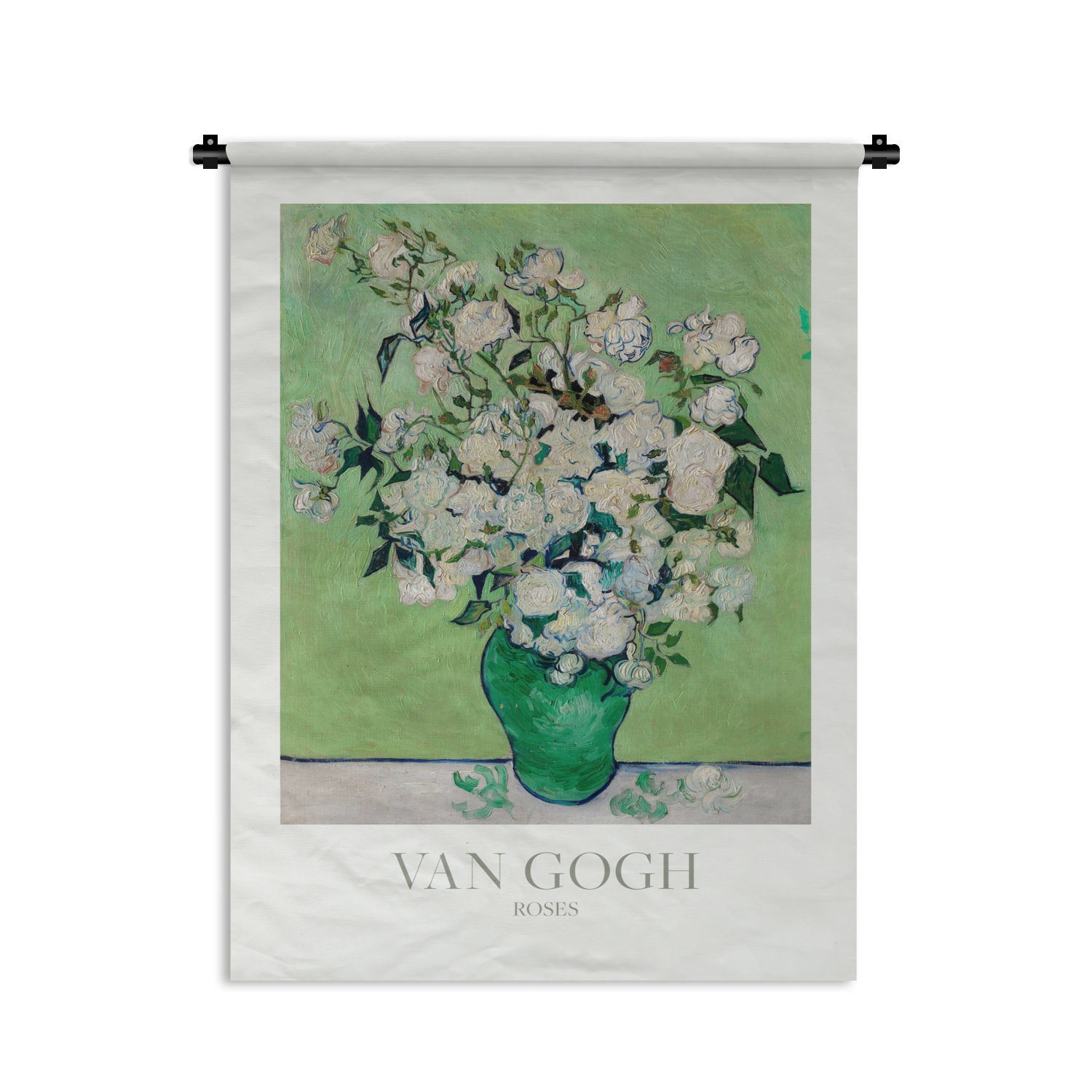MuchoWow Wanddekoobjekt Van Gogh - Gemälde - Grün - Blumen, Deko für an der Wand, Wohnzimmer, Tapisserie, Schlafzimmer