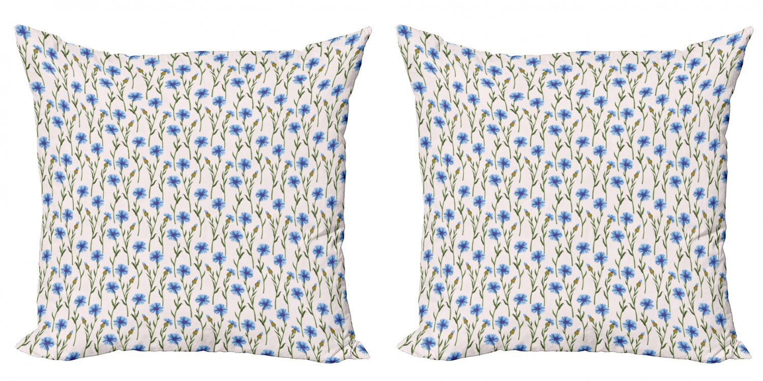 Kissenbezüge Modern Accent Doppelseitiger Digitaldruck, Abakuhaus (2 Stück), Blume Muster von Cornflowers Feld