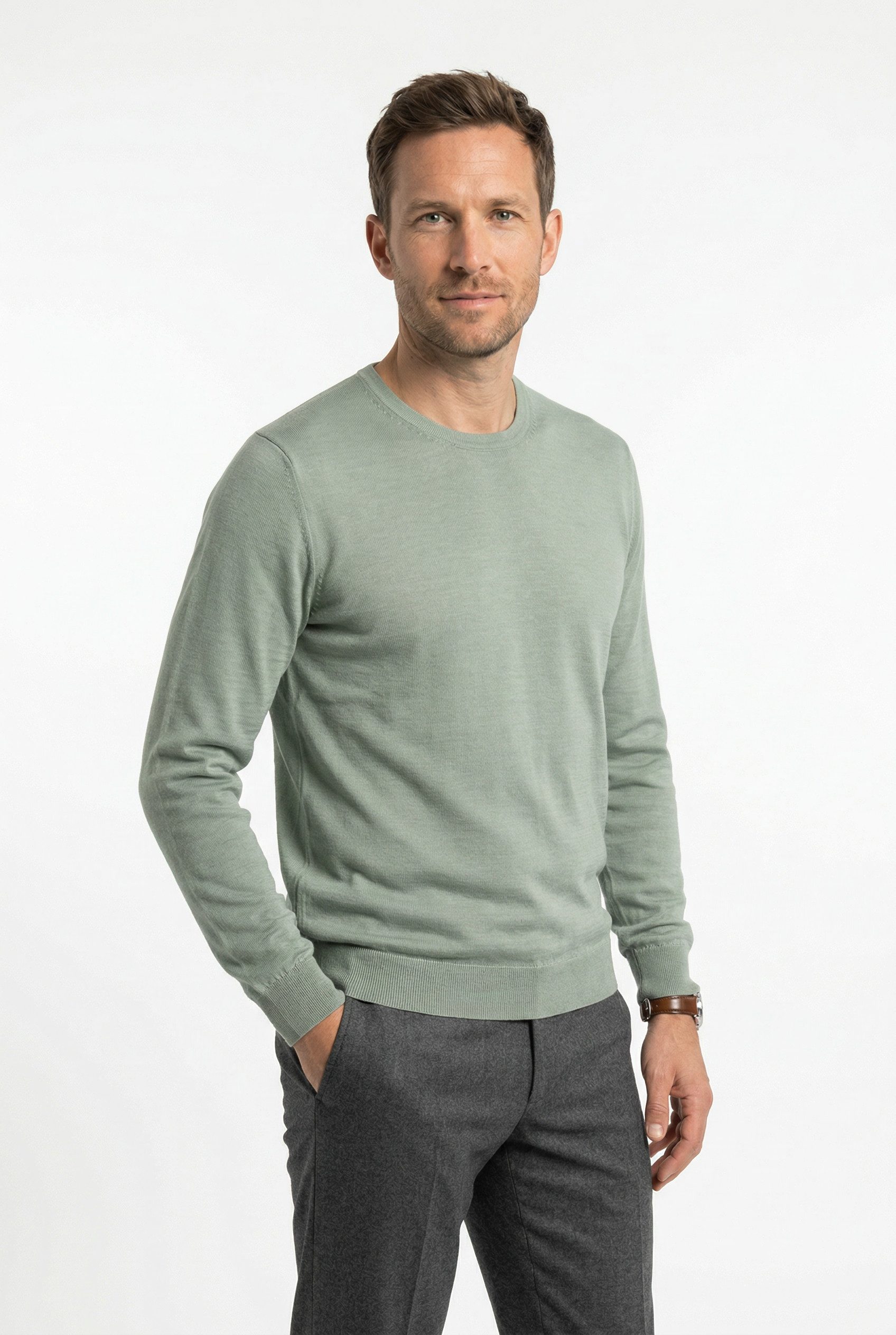 Rundhalspullover OLYMP Strick Casual