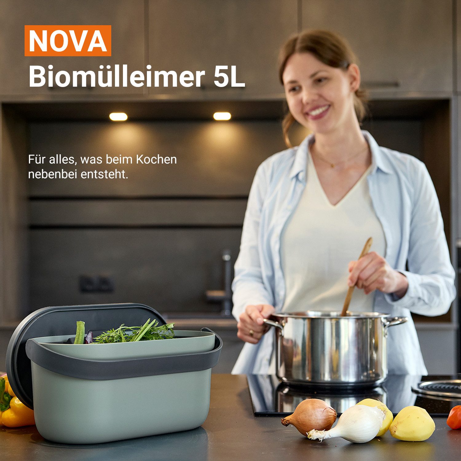 GARANTIA Biomülleimer NOVA Biomülleimer 5 Liter agave / graphite grey – Bild 2 von 5