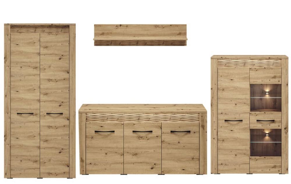 200 Kommode Wohnwand Gesamtmaße 40 - / cm - Kleiderschrank 1 / Feldmann-Wohnen 1 cm 1 Highboard (Set, Wandregal), 1 Artis, cm 322 B/T/H: -