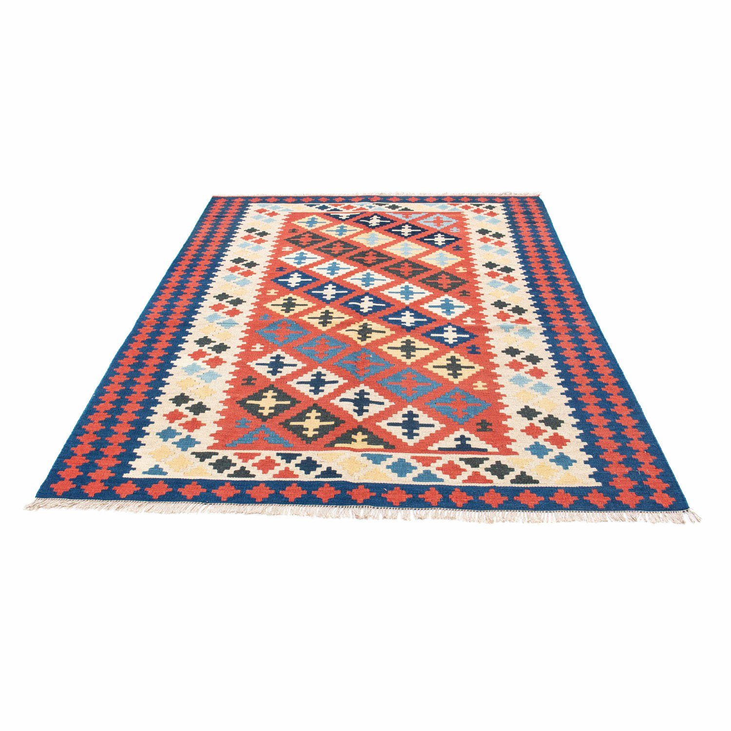 Wollteppich Kelim - Oriental - 202 x 153 cm - rot, morgenland, rechteckig, Höhe: 4 mm, Wohnzimmer, Einzelstück