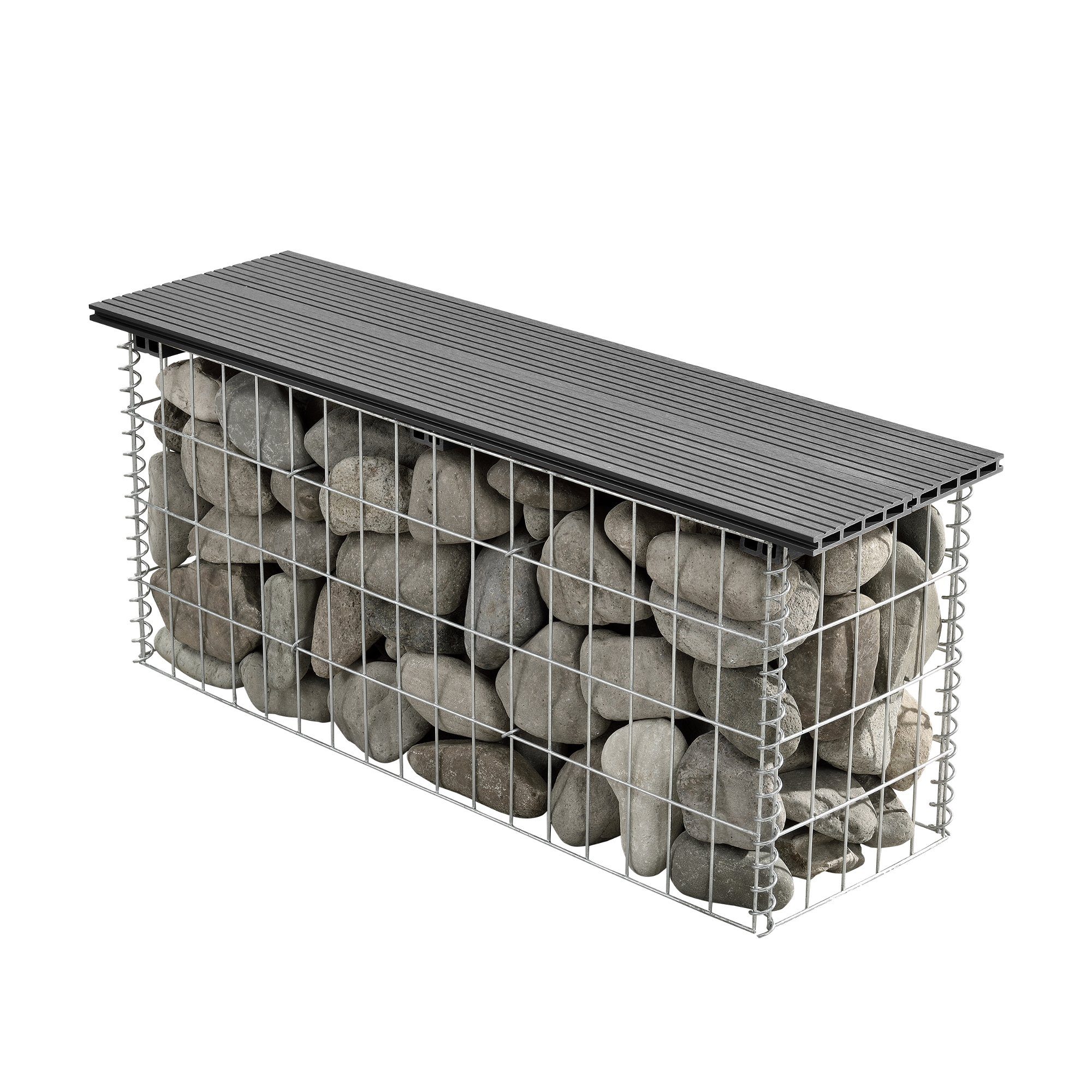 pro.tec Gartenbank, »Friesland« WPC Gabionenbank 100 x 45 x 30 cm Grau