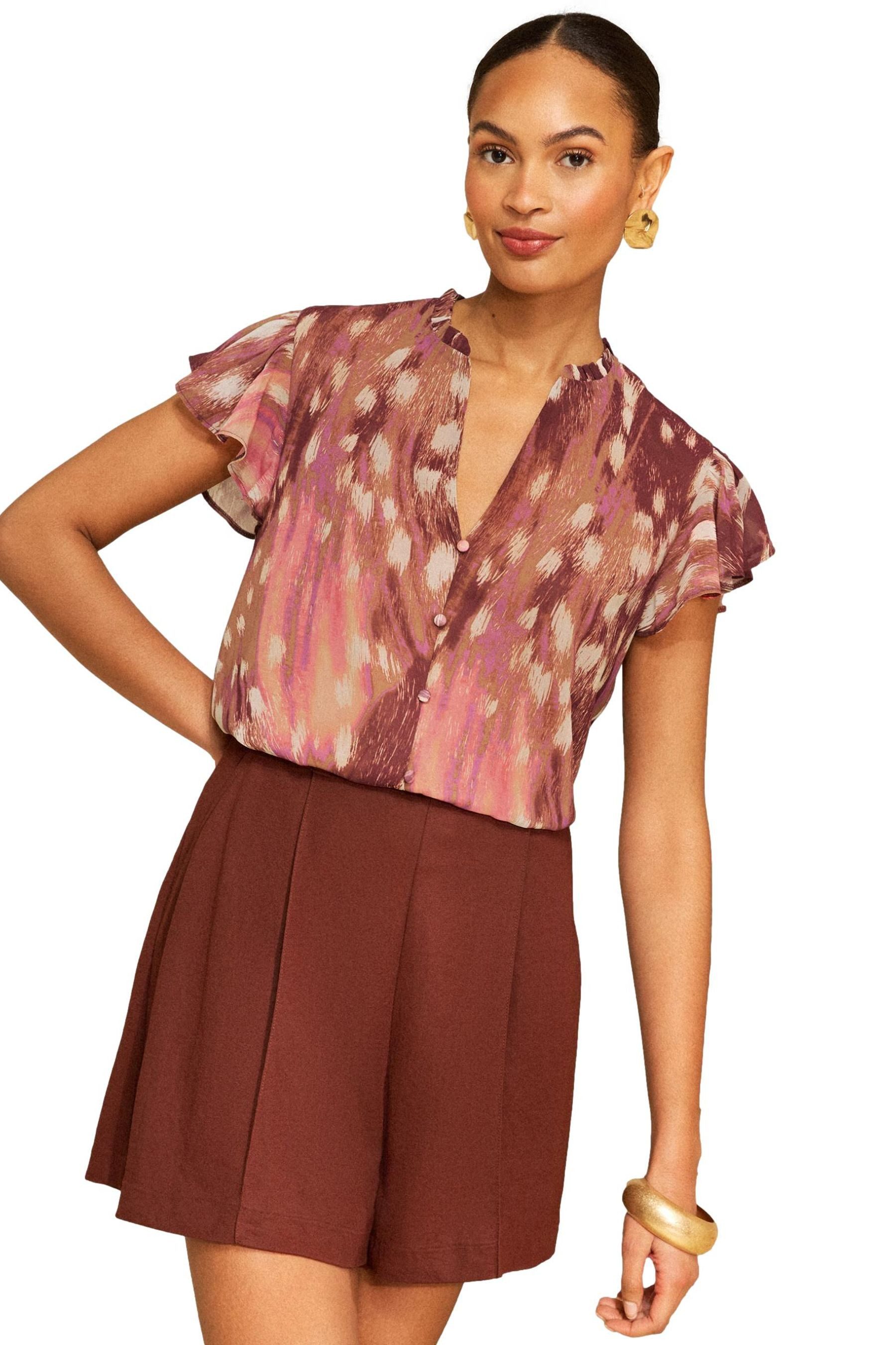 Kurzarmbluse Love & Roses Bluse mit Flatterärmeln, Farbverlauf