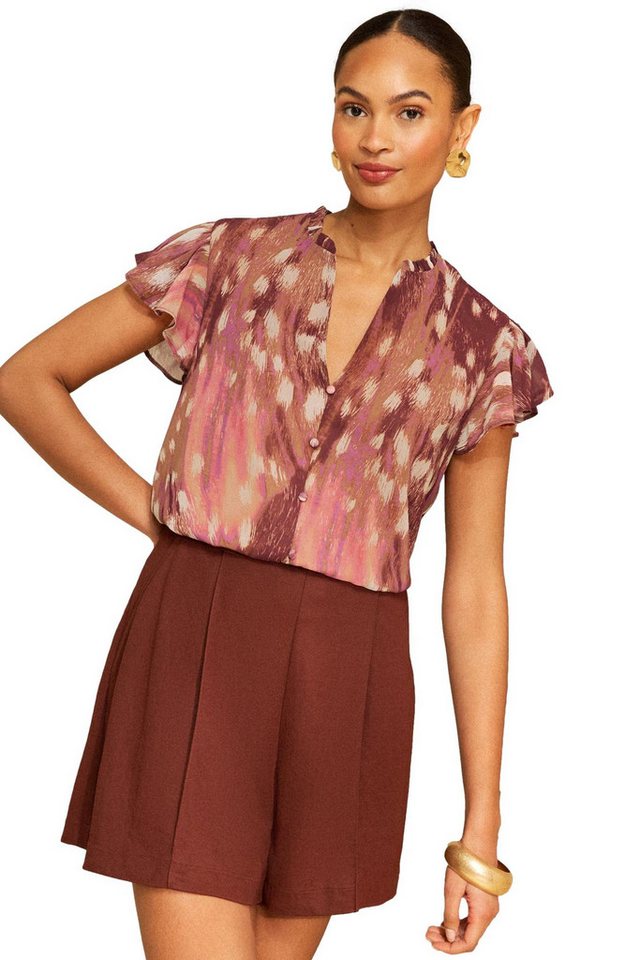 Love & Roses Kurzarmbluse Love & Roses Bluse mit Flatterärmeln, Farbverlauf (1-tlg)