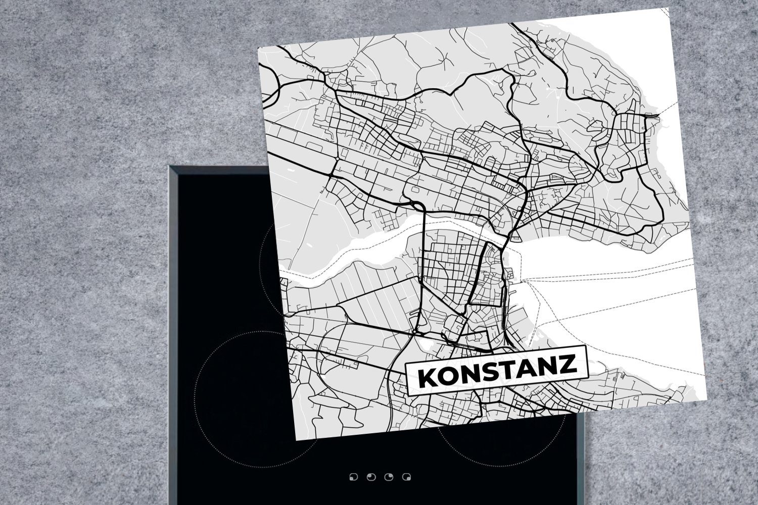 - Karte MuchoWow Ceranfeldabdeckung, tlg), Herdblende-/Abdeckplatte Kostanz - für Stadtplan, - Karte - Arbeitsplatte cm, Vinyl, 78x78 küche (1 Deutschland