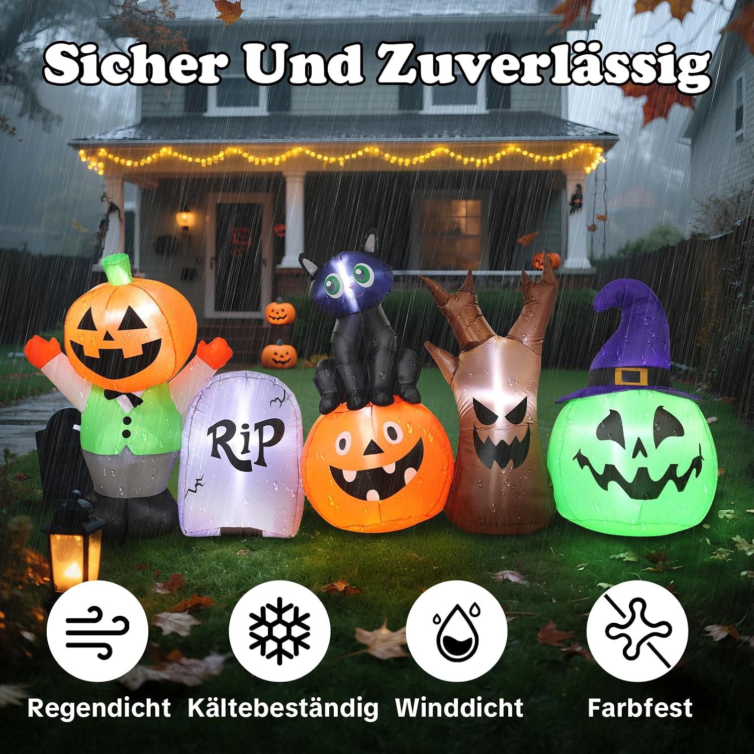 EXTSUD LED-Dekofigur Aufblasbare Halloween Dekoration 250 cm lang mit LED Beleuchtung – Bild 4 von 5