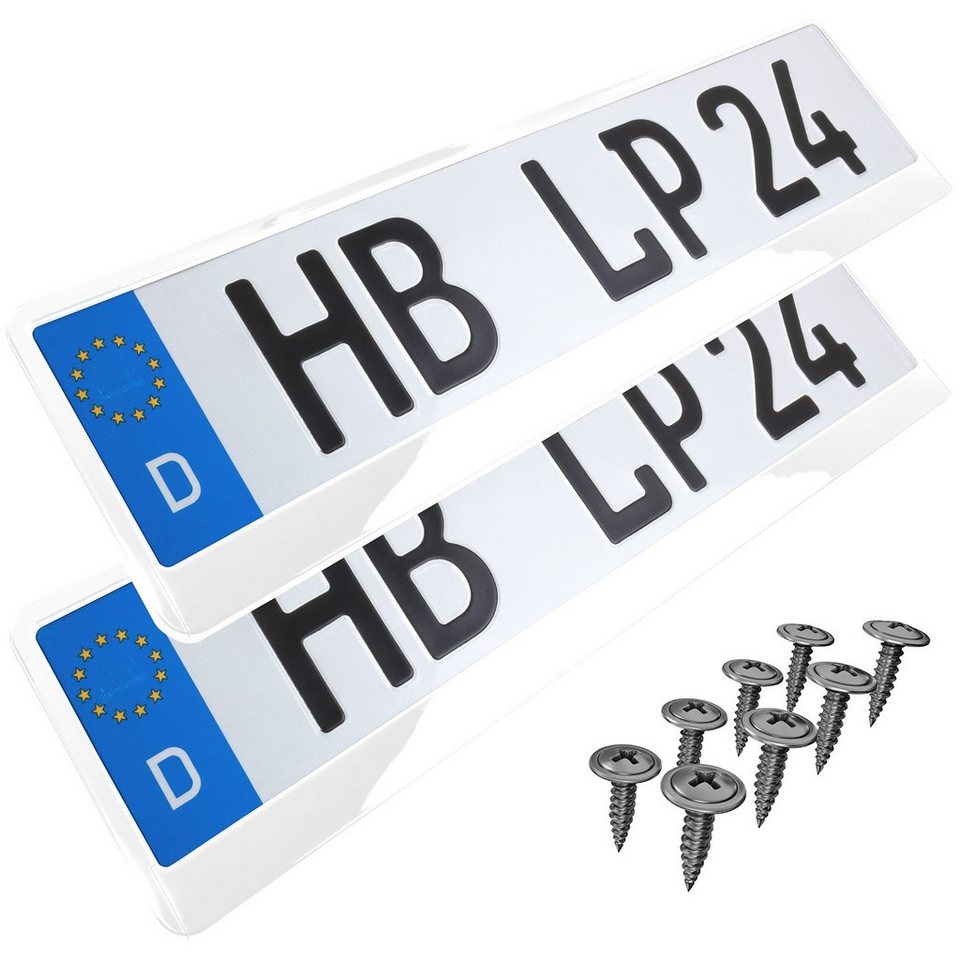 L & P Car Design Kennzeichenhalter für Auto in Weiß-hochglanz