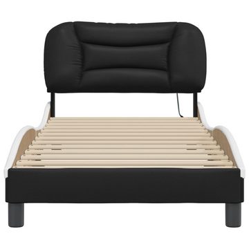 vidaXL Bett Bettgestell mit LED Schwarz und Weiß 90x190 cm Kunstleder