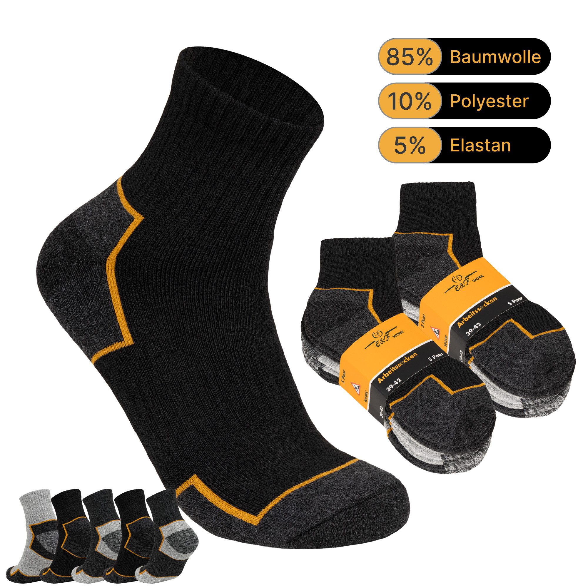 EAAKIE Arbeitssocken Herren Arbeitssocken 5/10/20 Paar WORK Socken Sneakersocken Baumwolle (10-Paar)