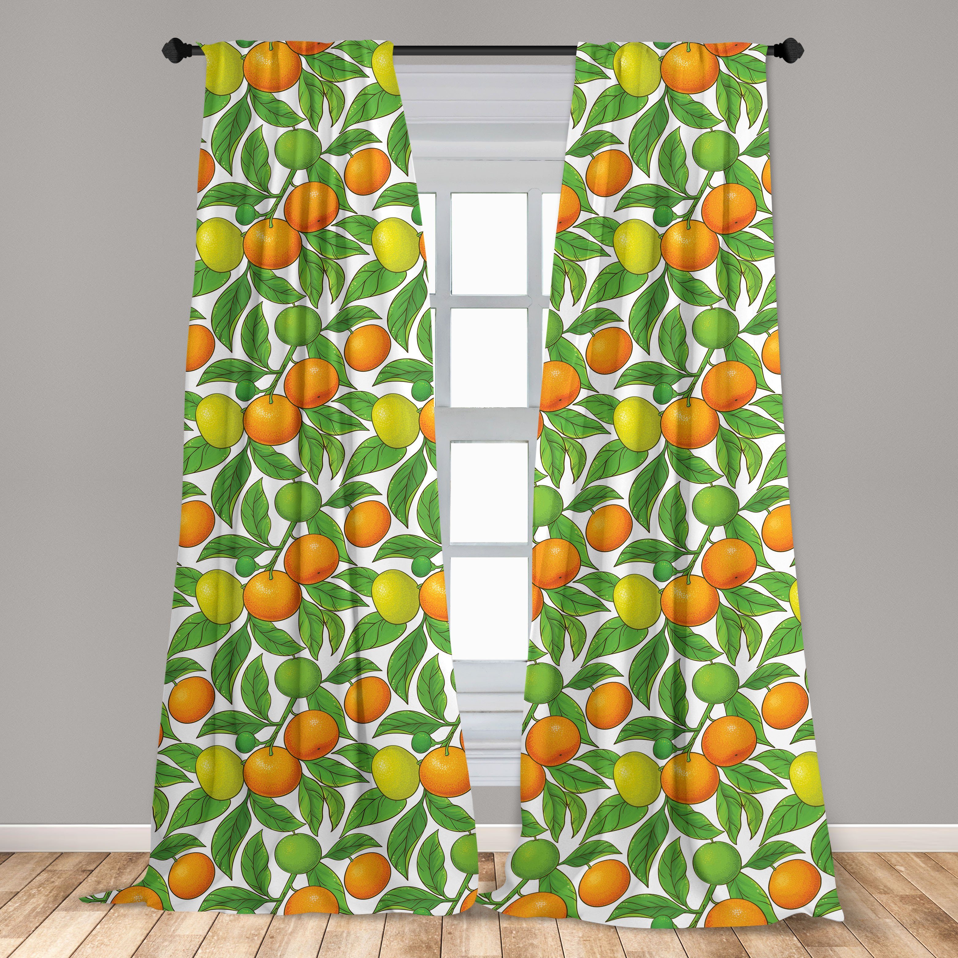 Gardine Vorhang für Wohnzimmer Dekor, Abakuhaus, Microfaser, Citrus Mandarin Früchte Schlafzimmer Saisonale