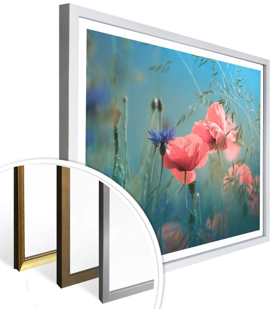 Aquamarin, Wildblumen (1 Poster Wall-Art St) Blumen