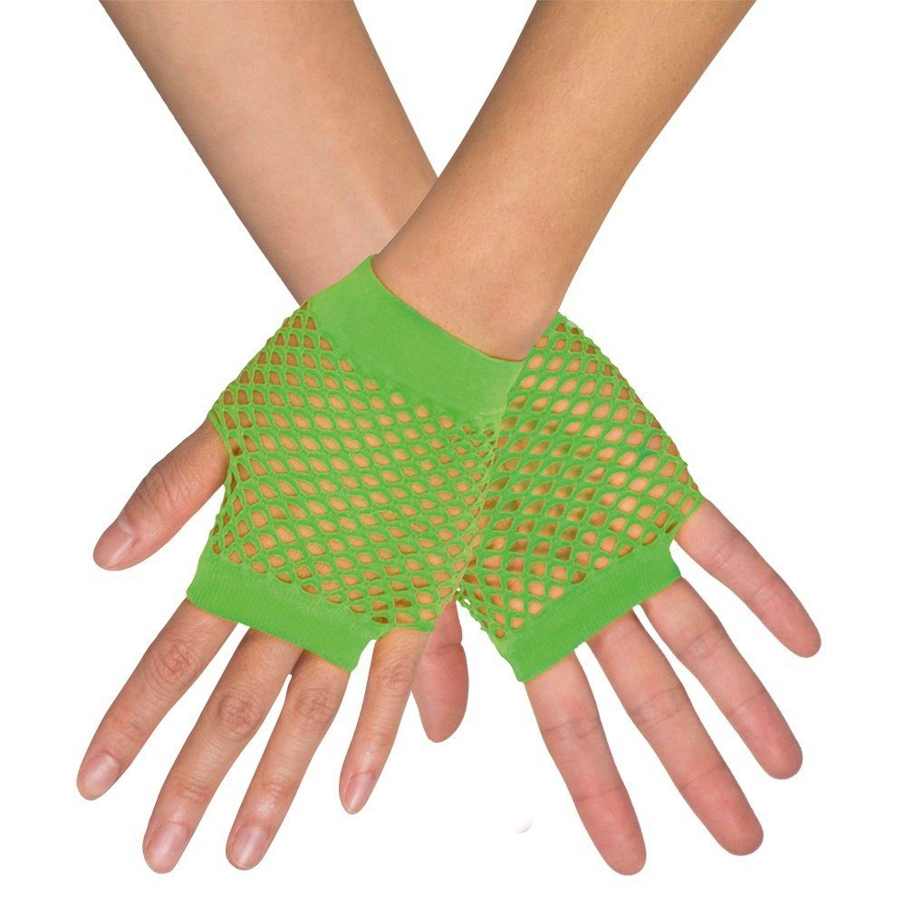 Funny Fashion Kostüm Kurze Fingerlose Netzhandschuhe 'New York', Neon günstig online kaufen