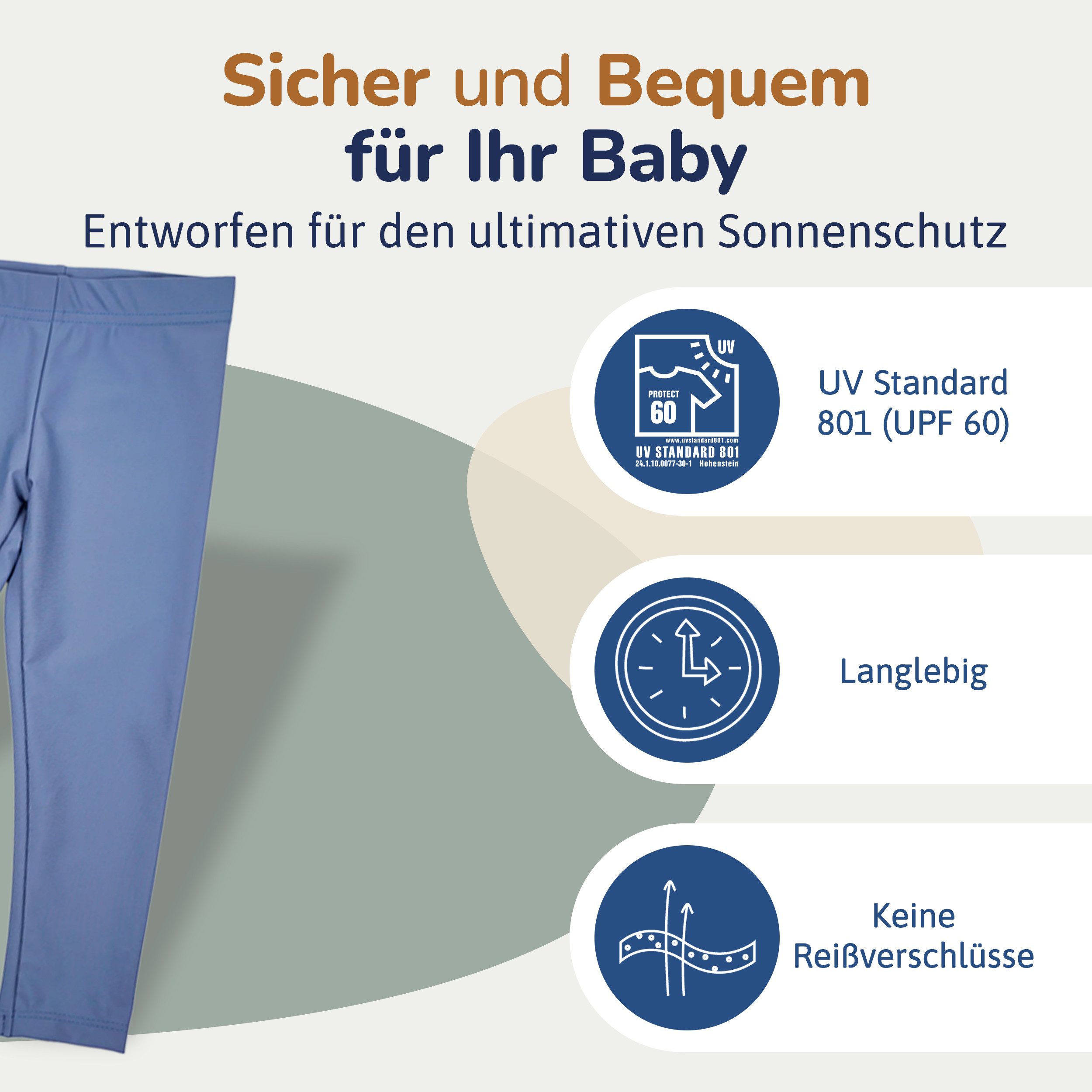 Hinzling Schwimmleggings UV Leggings Kinder – UV-Schutz UPF 60 – UV Hose Baby schnell trocknend – Bild 5 von 5