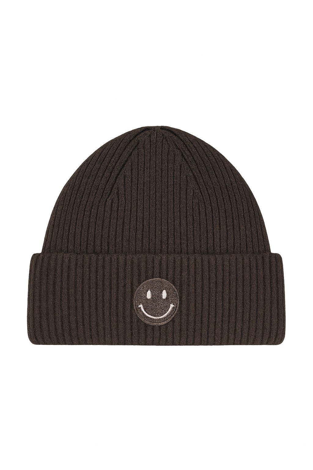 Faera Strickmütze Mit Smiley, Rippenstrick, weiches für Damen (1-St., modisch) Normal Fit Zeichen elastisch Ohne Verschluss Casual-Style