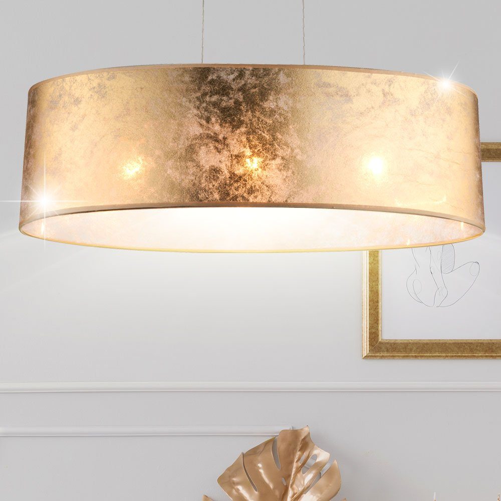Decken Design Lampe Schlaf Ess Zimmer Fluter Wohn Büro Leuchte Stoff  gold 40 cm 