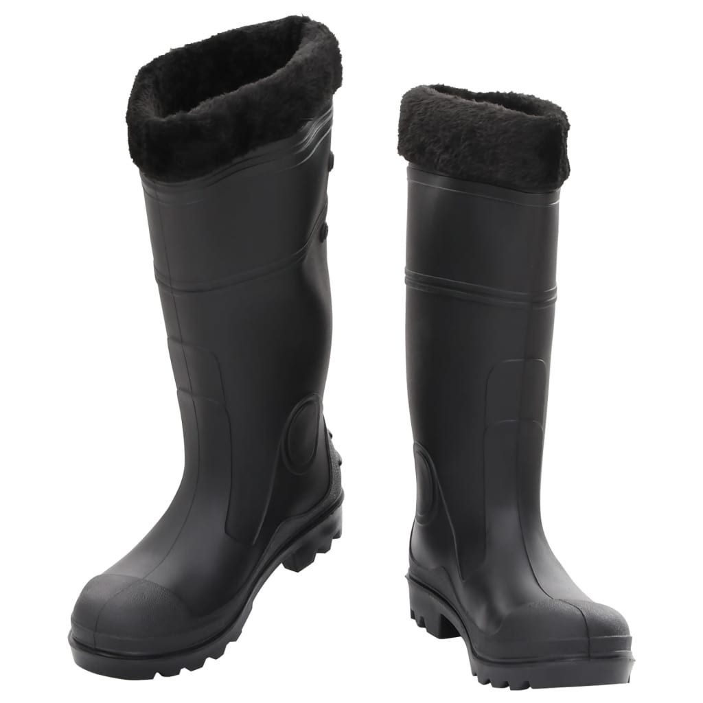 vidaXL Gummistiefel Regenstiefel mit Herausnehmbarem Innenfutter Schwarz Gr. 39 PVC