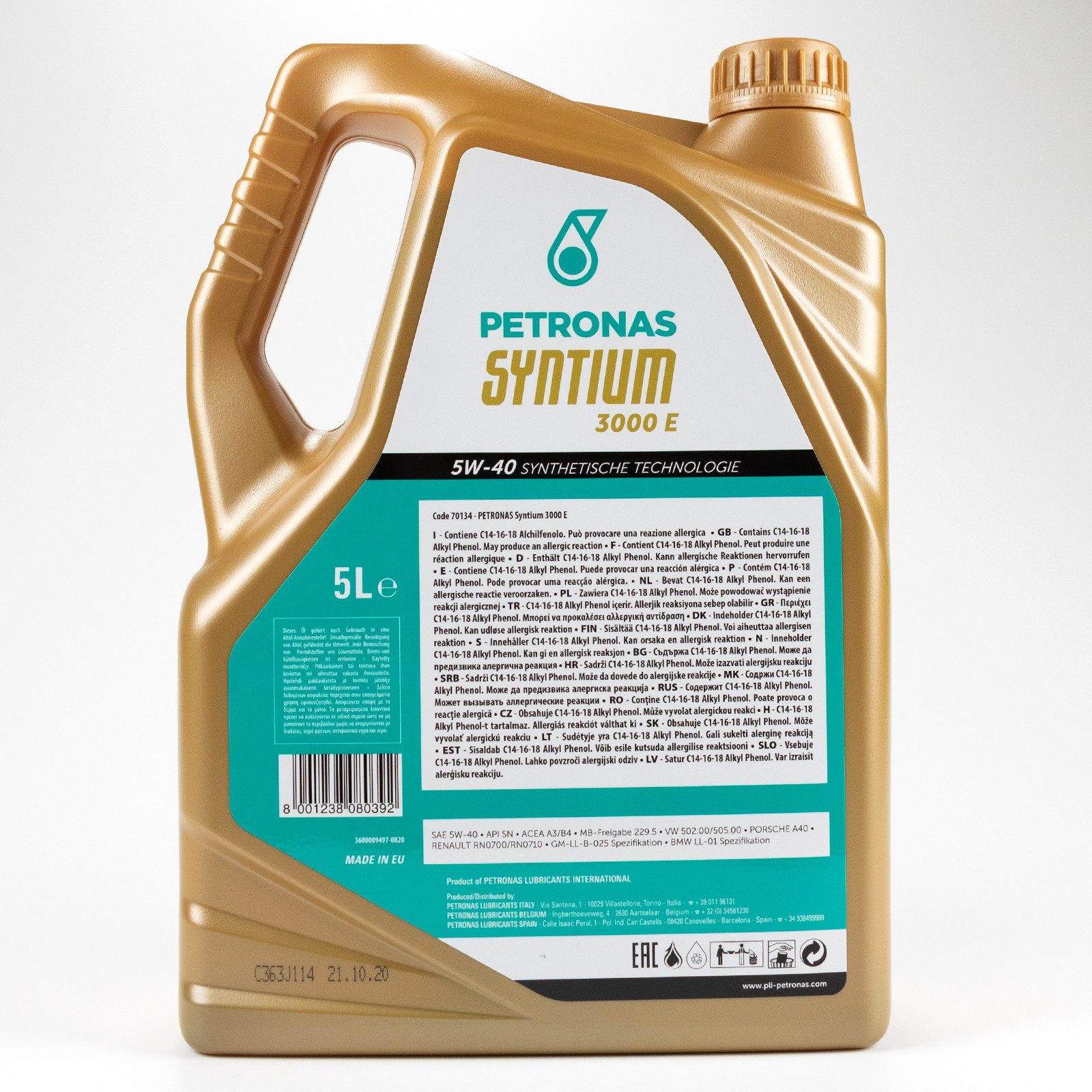 Petronas Motoröl Petronas Syntium 3000 E 5W40 5 Liter 18055019