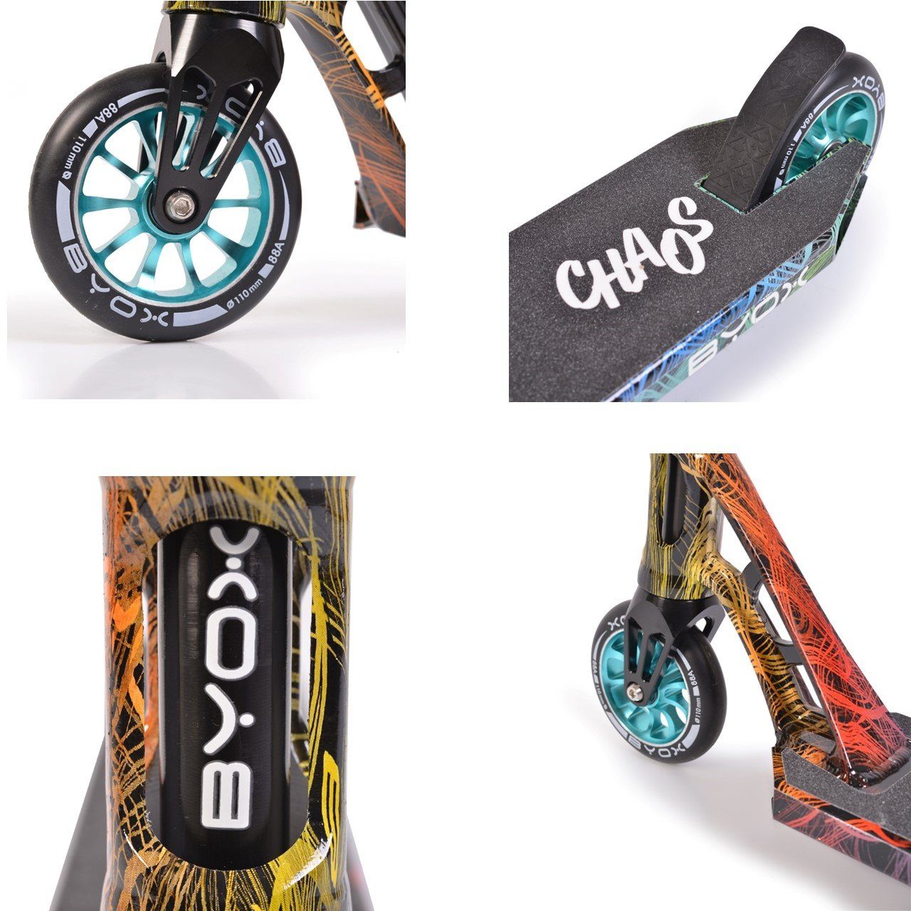 Sport Scooter Byox Cityroller Kinderroller Chaos, PU-Räder, ABEC-9, Lenker 360° drehbar, Hinterradbremse