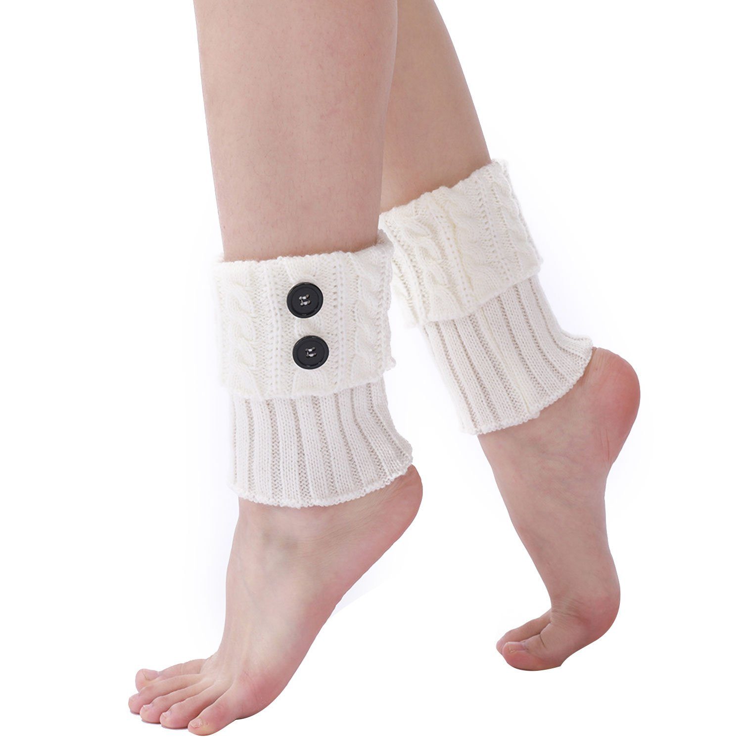 MAGICSHE Beinstulpen Stulpen für Stiefel Beinwärmer Gestrickte Legwarmer Weiß | Beinstulpen