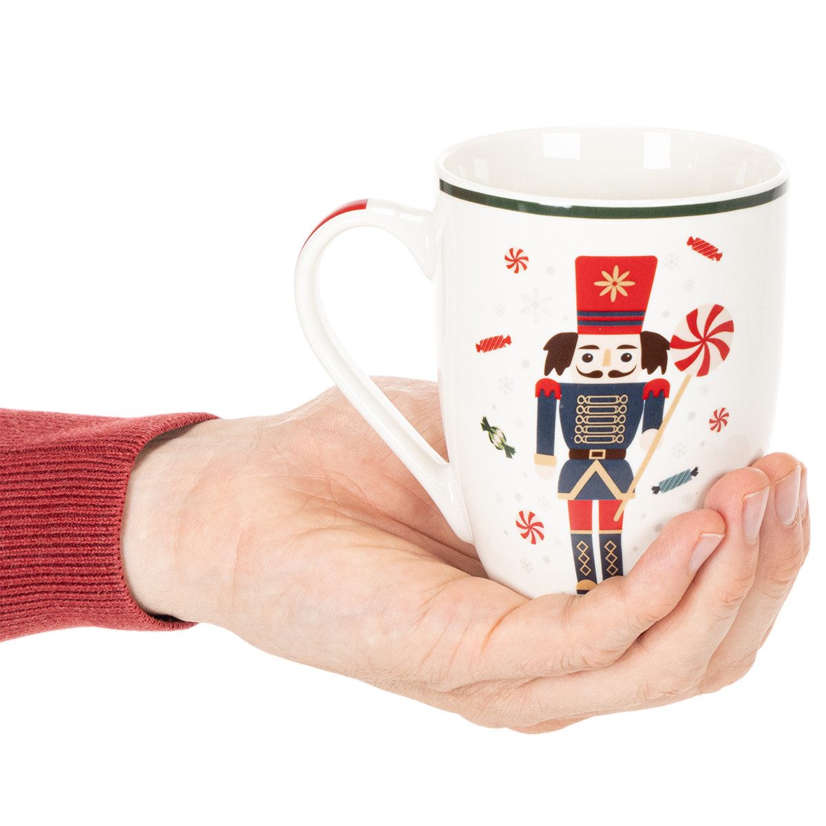 Kaemingk Weihnachtsmann Weihnachtliche Keramiktasse mit Nussknacker und, 2 Stück