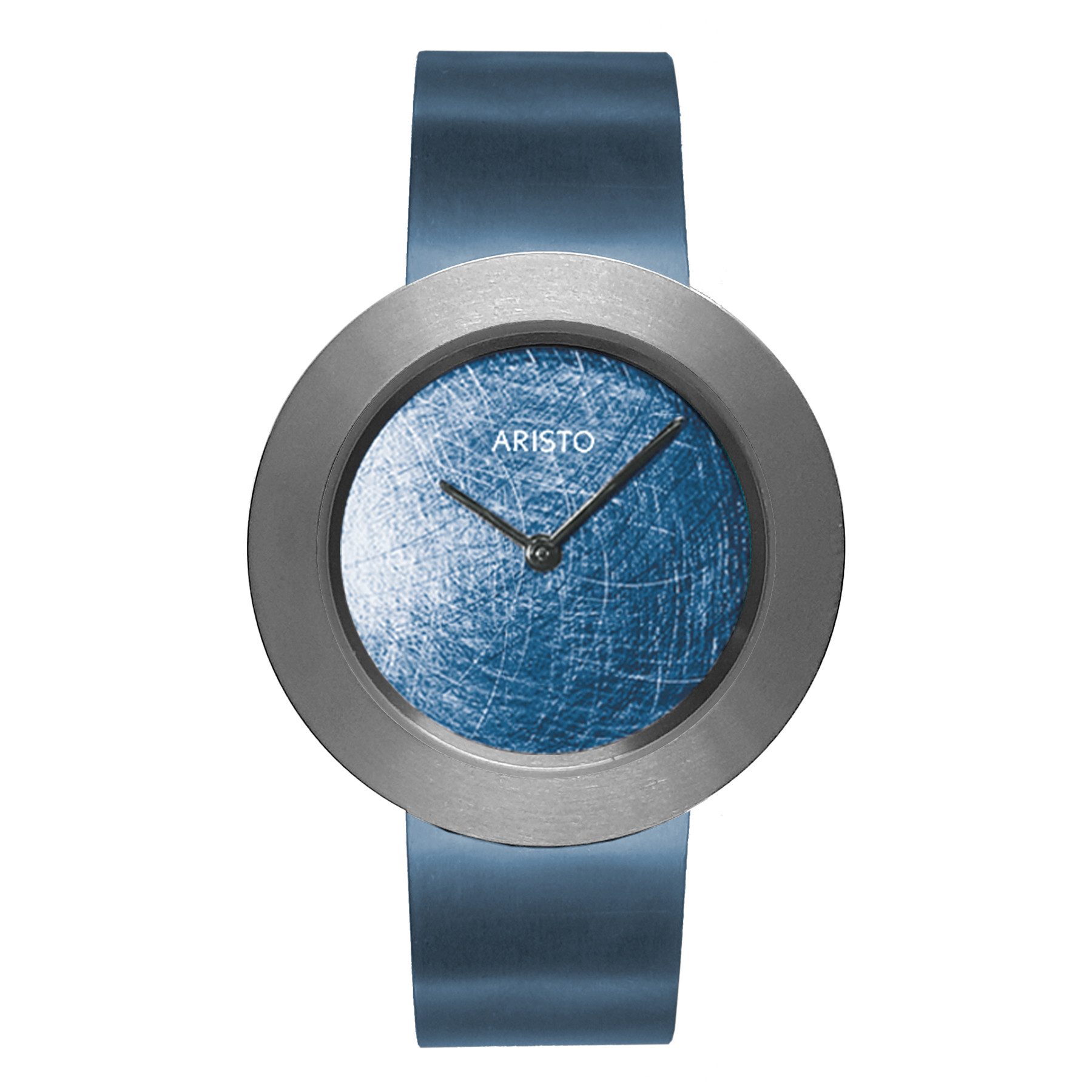 ARISTO Quarzuhr 5D104, Titan Design - Bicolor Blau/Silber - mit Titanspange, blaues Zifferblatt und präzises Schweizer Quarzwerk - Made in Germany