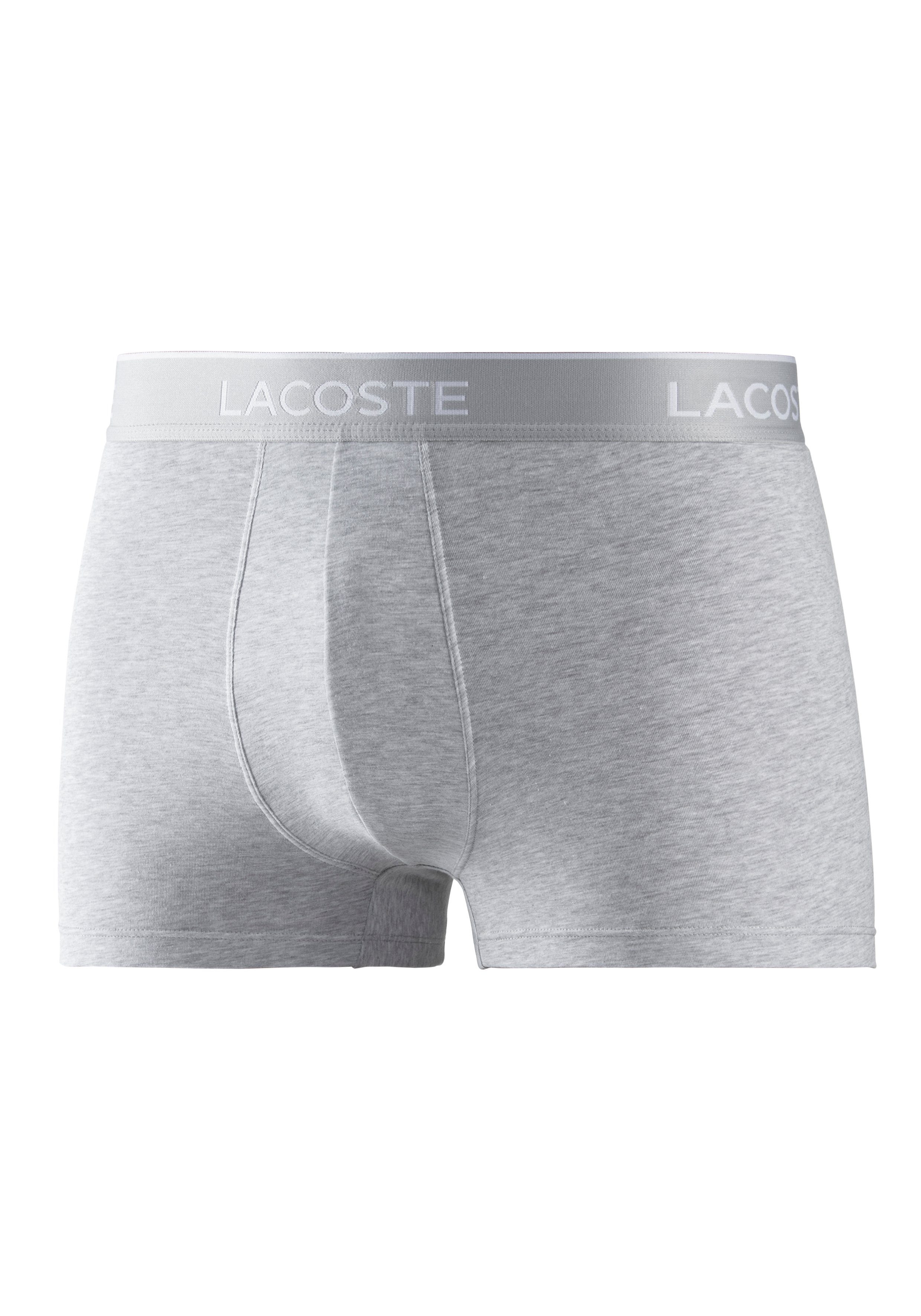aus Lacoste atmungsaktivem (Packung, weiß, schwarz, grau-meliert Lacoste Premium 3-St., 3er-Pack) Boxershorts Herren Material eng Trunk