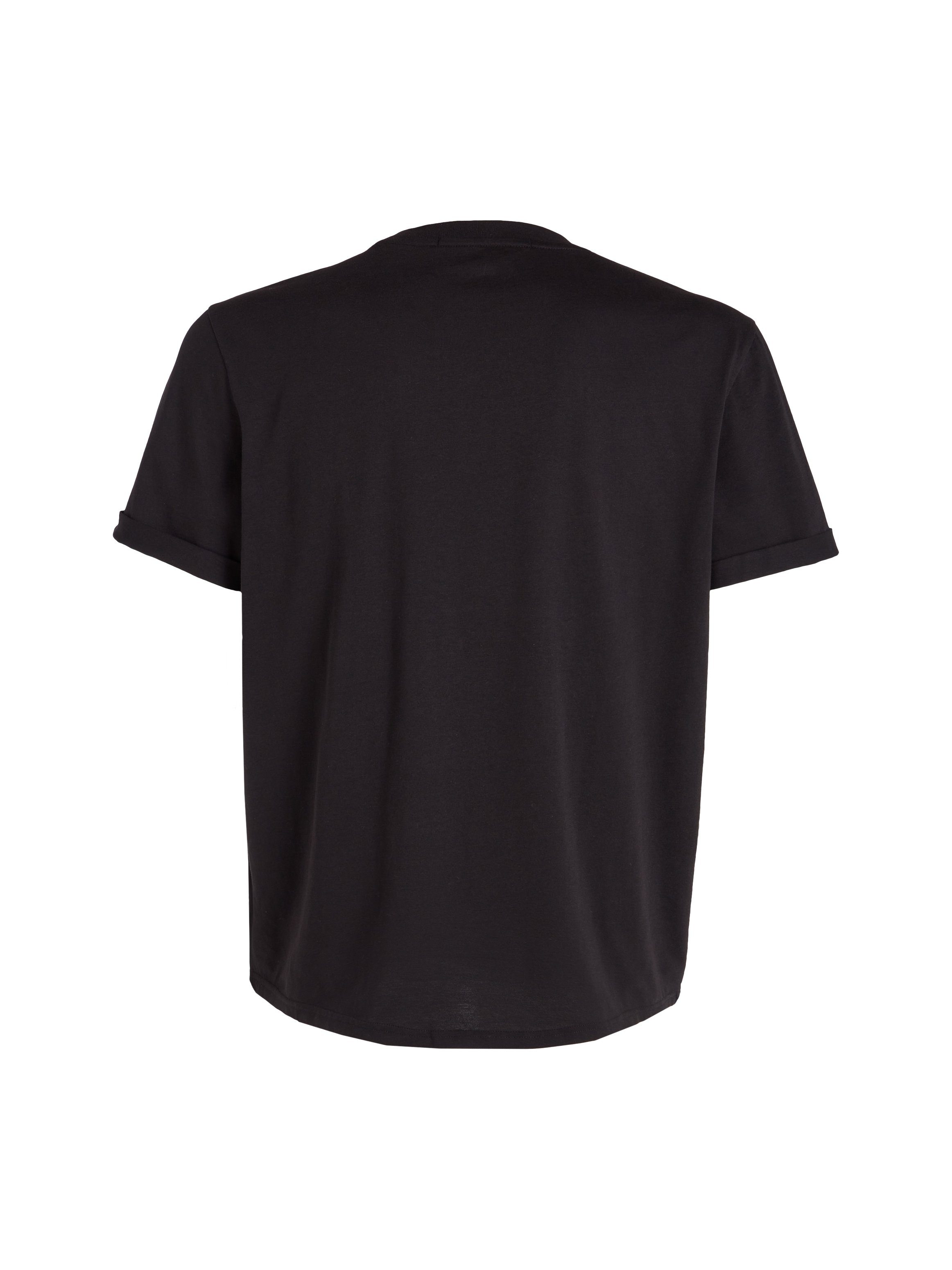 Calvin Klein TURN SLEEVE BADGE mit Jeans schwarz T-Shirt Logopatch UP