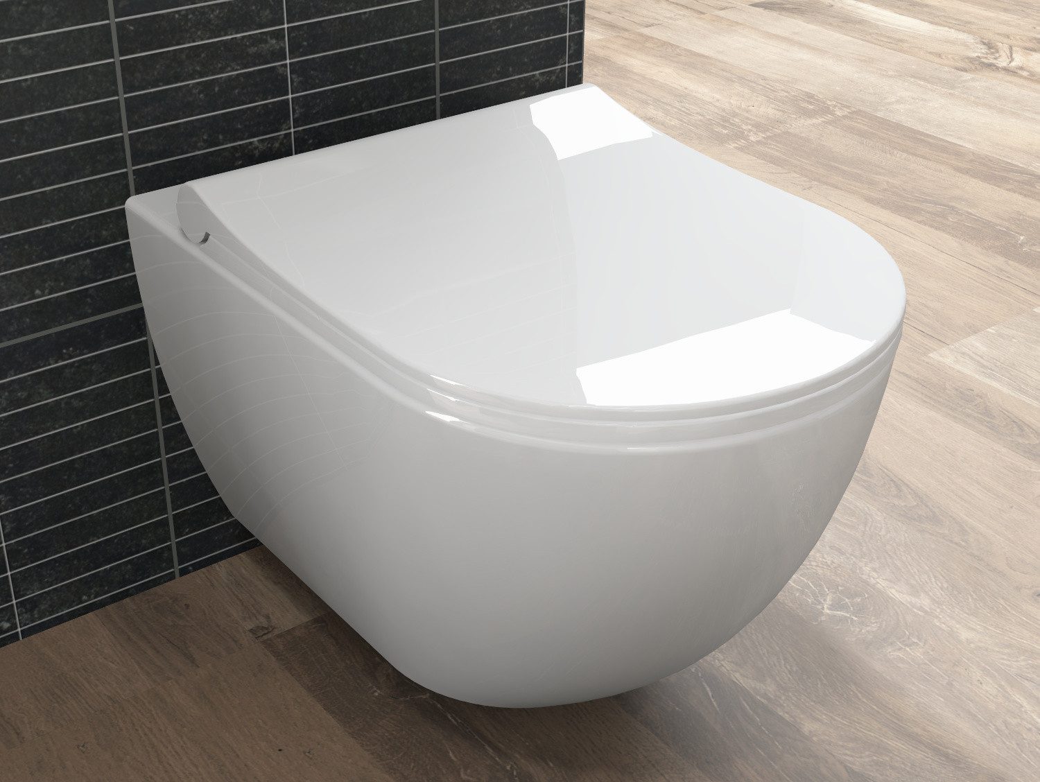 Aqua Bagno Tiefspül-WC Tiefspüler Softclose Hänge-WC Tiefspüler, wandhängend, Abgang waagerecht, Sanitärkeramik