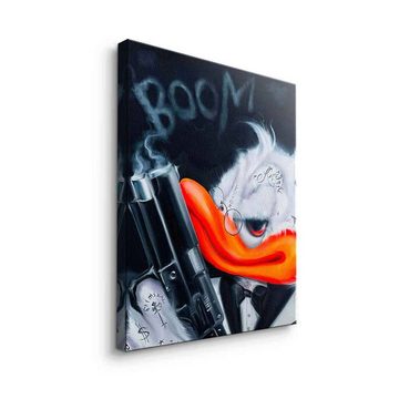 DOTCOMCANVAS® Leinwandbild Boom, Leinwandbild Boom Duck Gangster schwarz weiß hochkant Pop Art