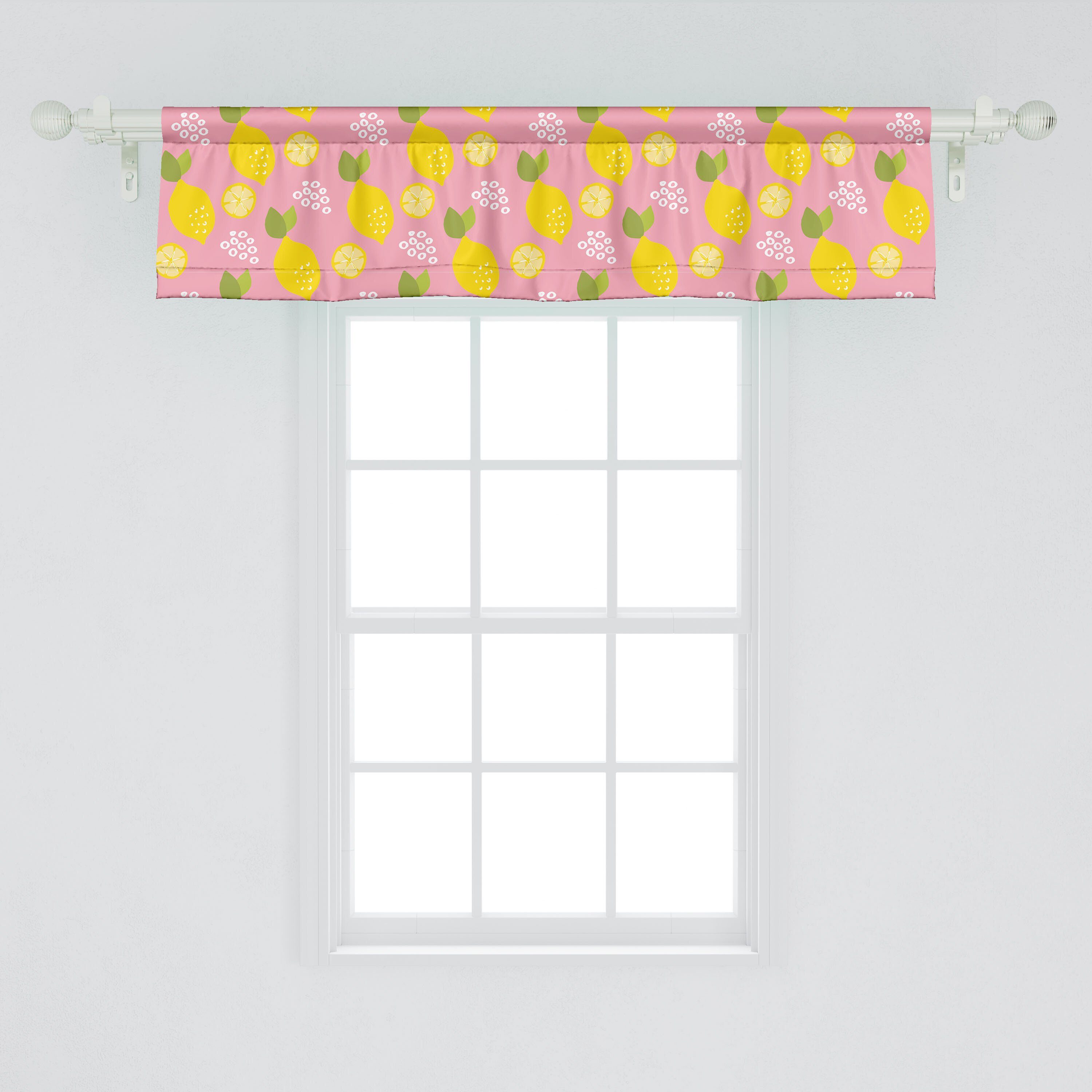 Scheibengardine Vorhang Volant Cartoon Citrus Microfaser, Blätter Schlafzimmer für Abakuhaus, mit Dekor Küche Stangentasche, Zitronen