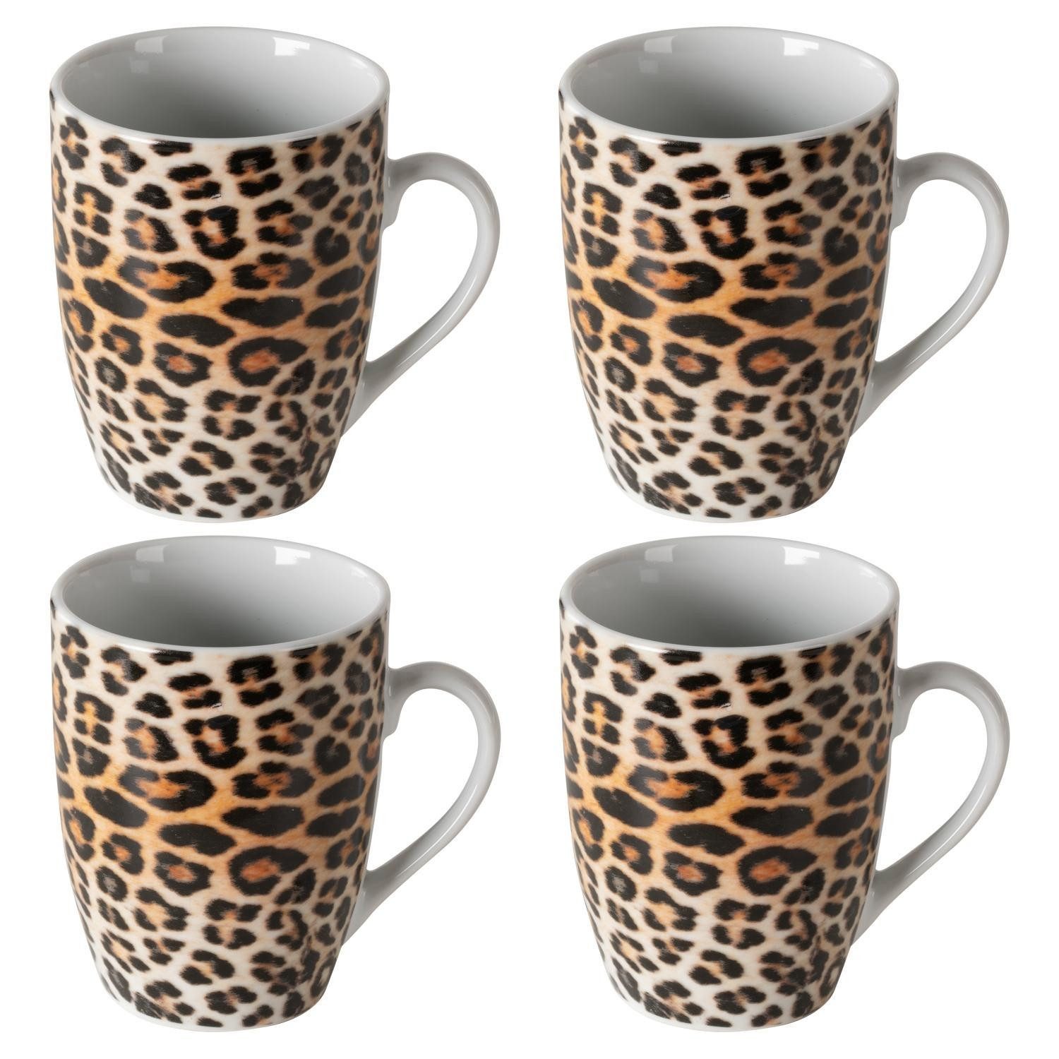 HIT Trading Tasse Kaffeetassen LEOPARD, 250 ml, Braun, Schwarz, Keramik, Keramik
