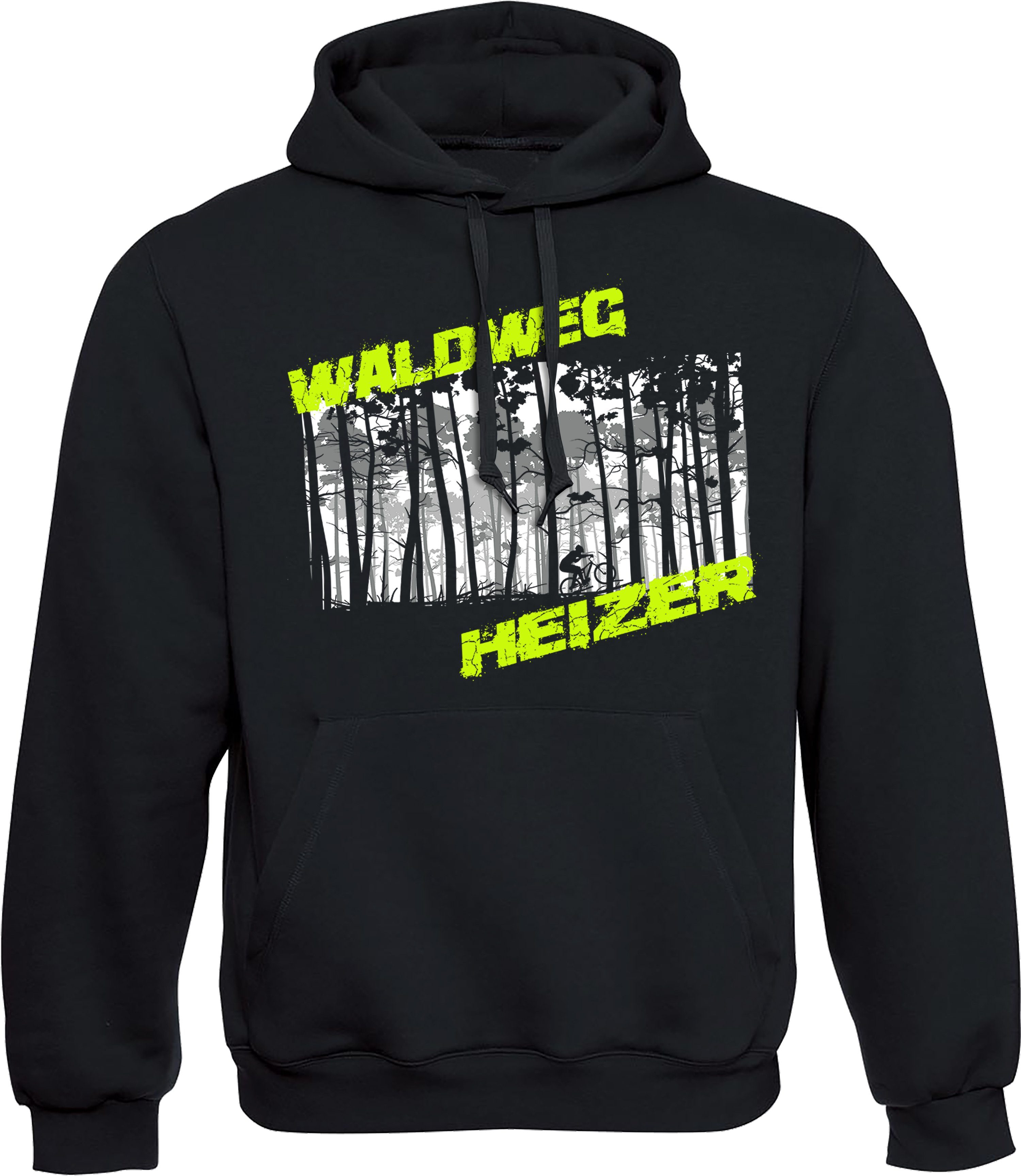 Baddery Kapuzenpullover Fahrrad Hoodie: "Waldweg Heizer" - Pullover Herren, hochwertiger Siebdruck, auch Übergrößen