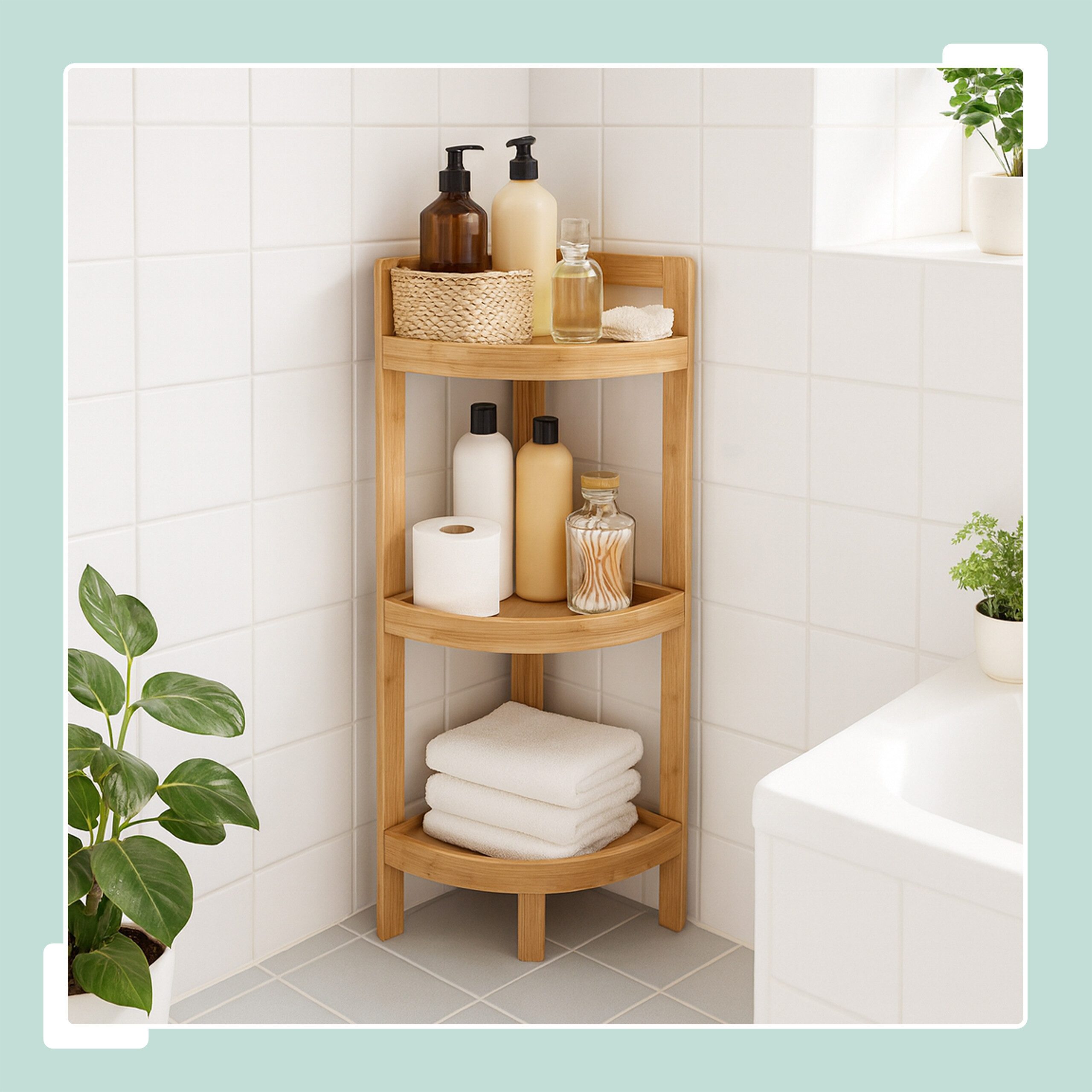 relaxdays Eckregal Bambus Eckregal mit Ablagen, natur günstig online kaufen