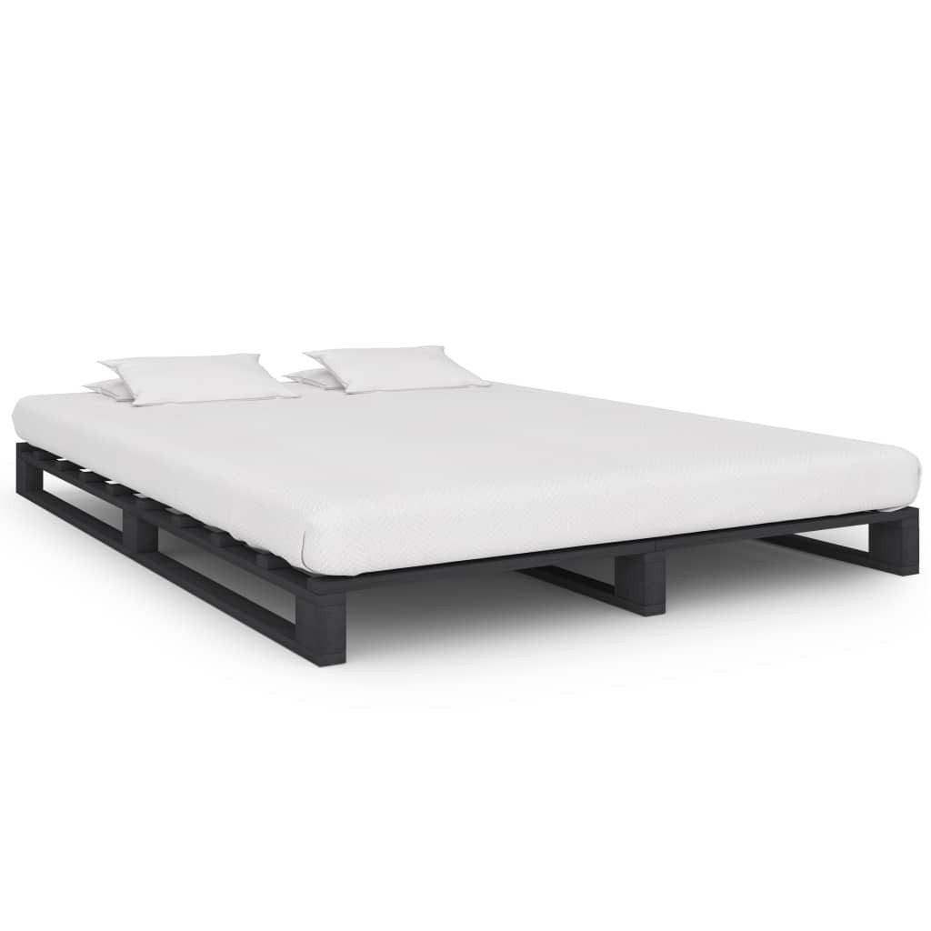 vidaXL Bett, Palettenbett Grau Massivholz Kiefer 120×200 cm günstig online kaufen